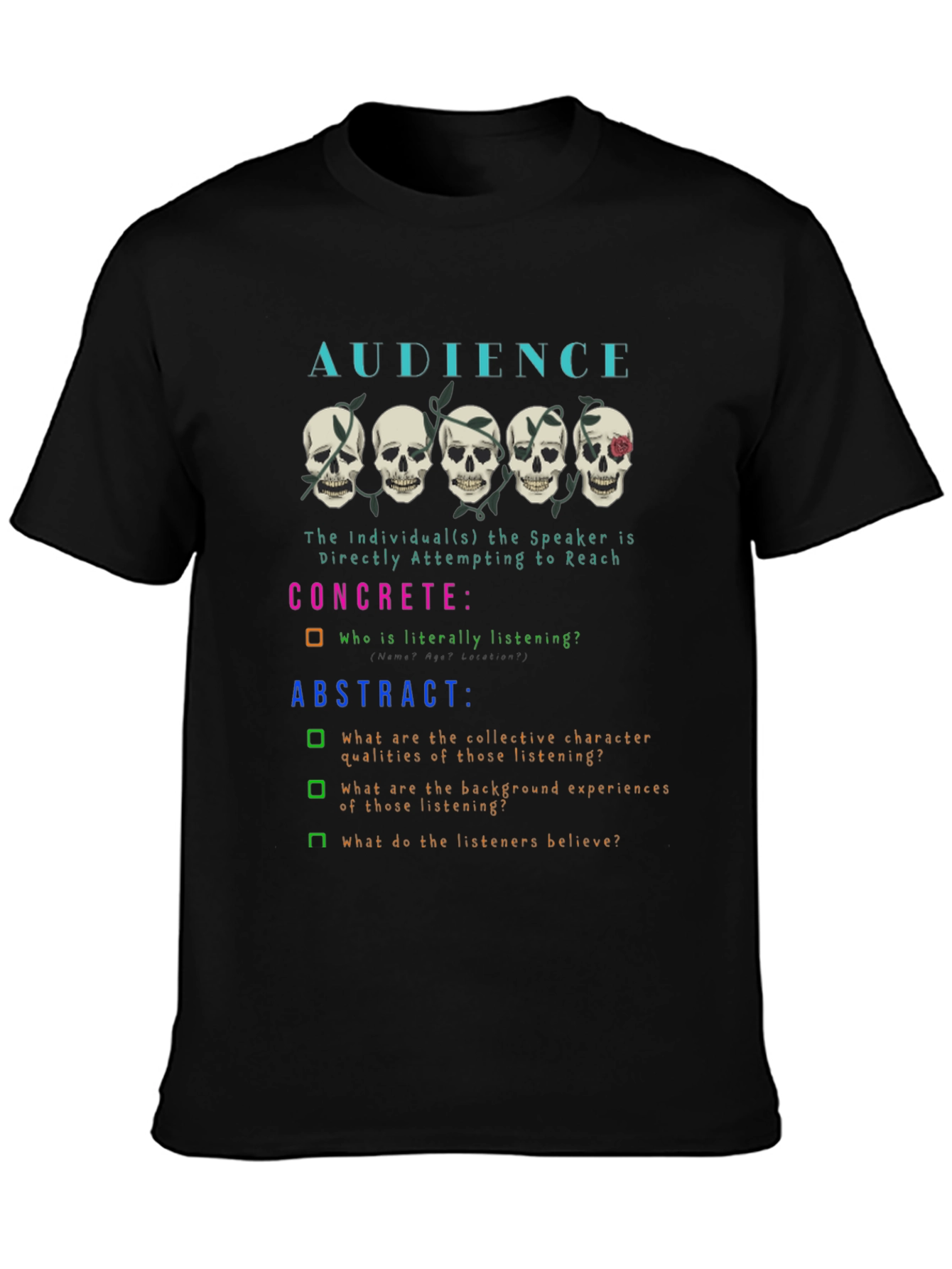 Black Audience Skull Graphic T-Shirt view 3