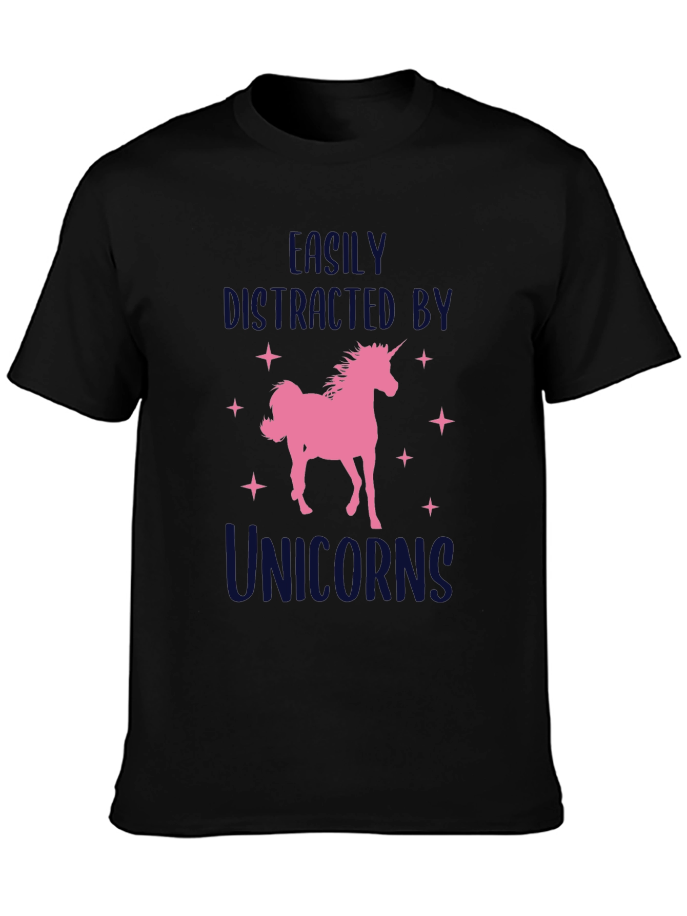 Black Unicorn Lover T-Shirt - Easily Distracted view 3