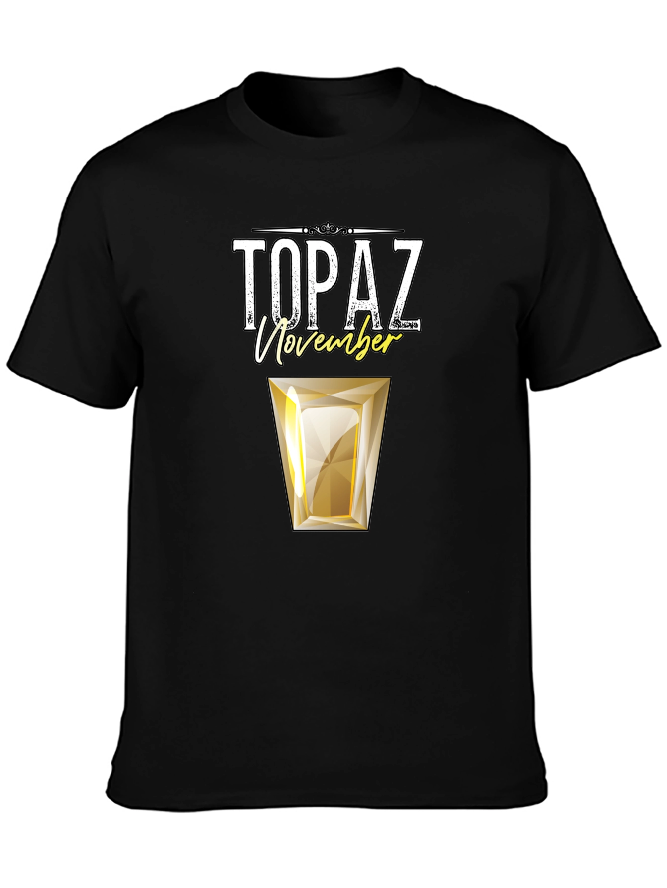 Black November Topaz Gemstone Birthday T-Shirt view 3