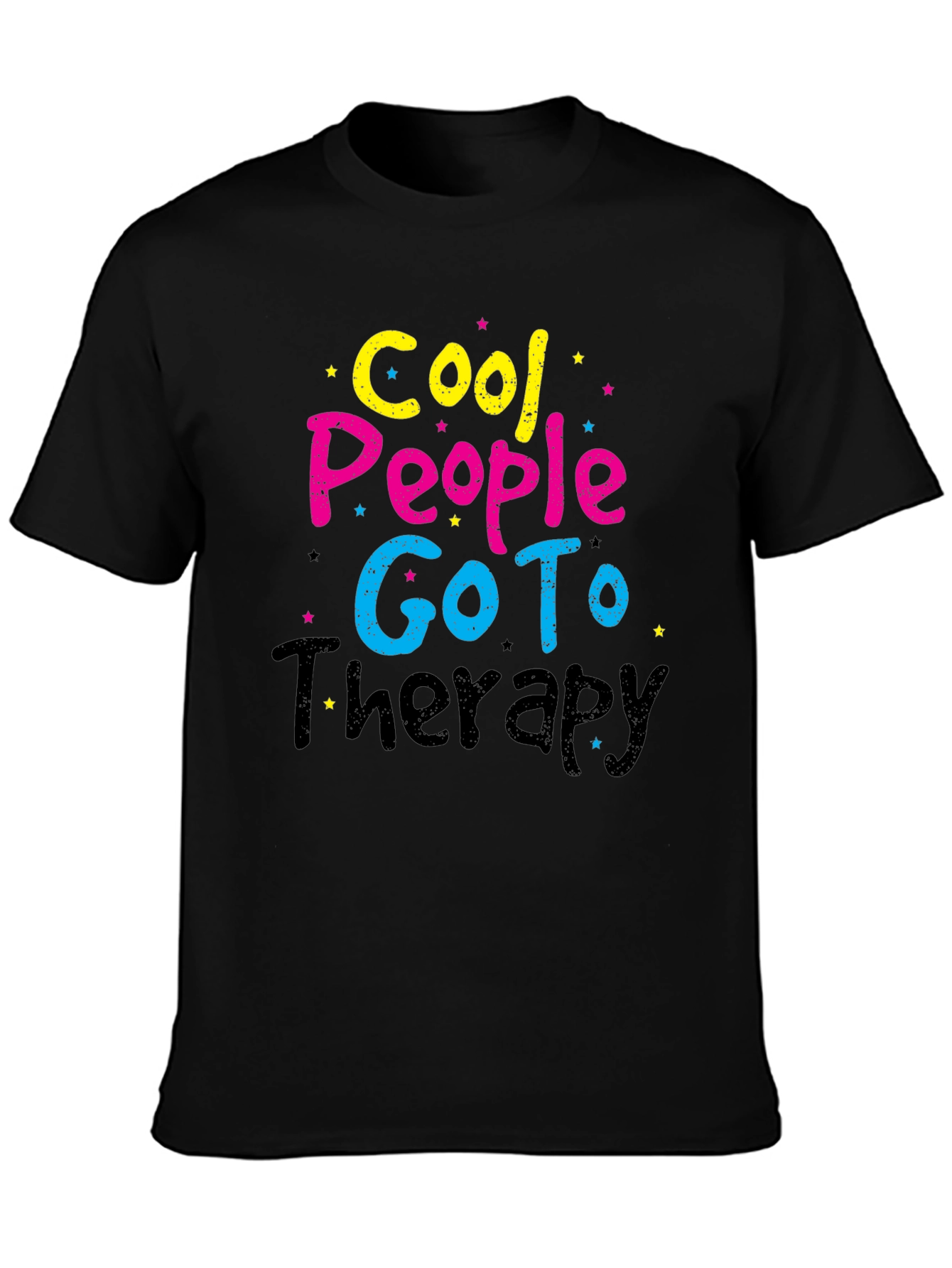 Black Cool People Go To Therapy Black T-Shirt view 3