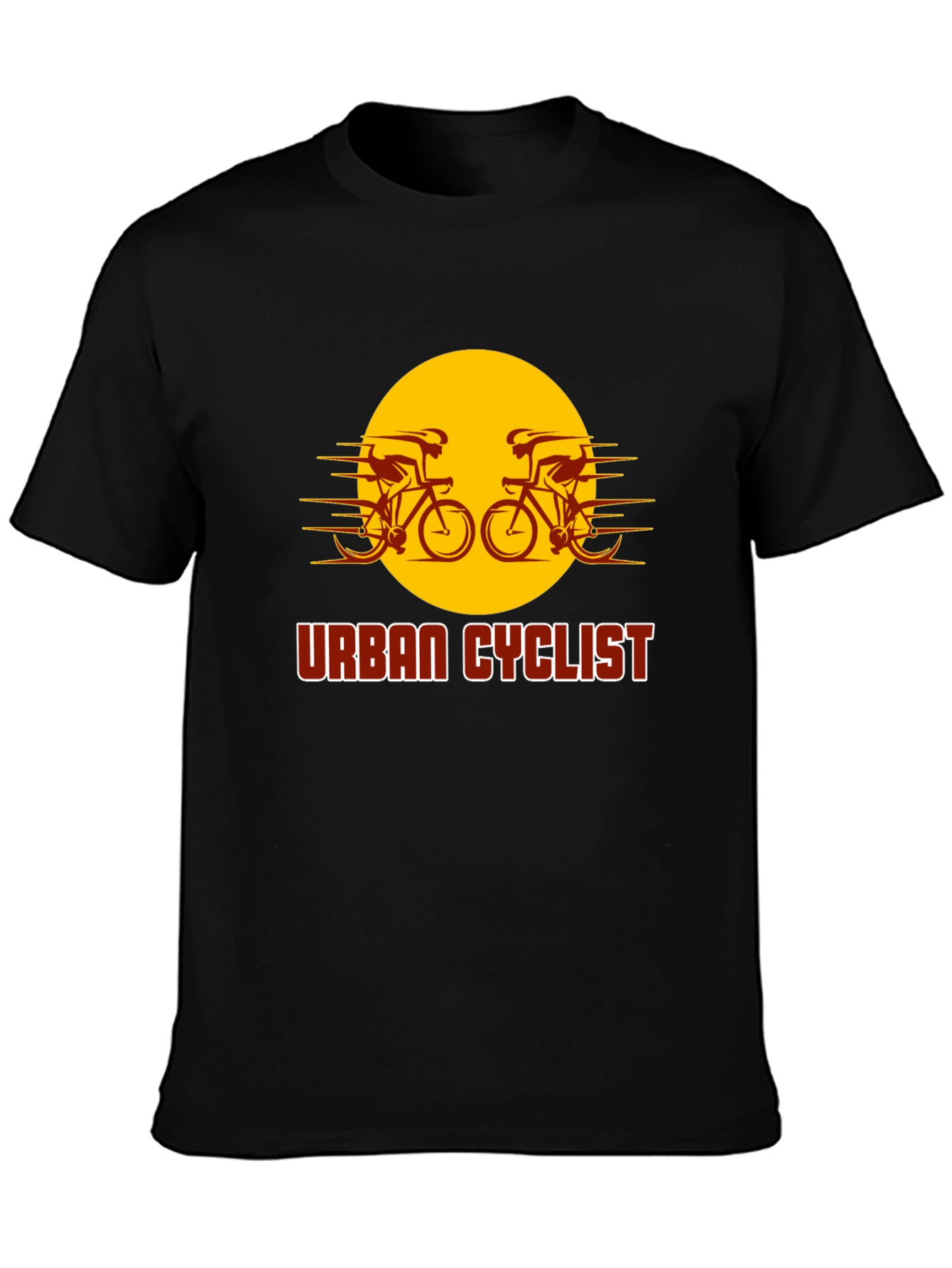 Black Urban Cyclist Graphic T-Shirt - Black Cotton Tee view 3