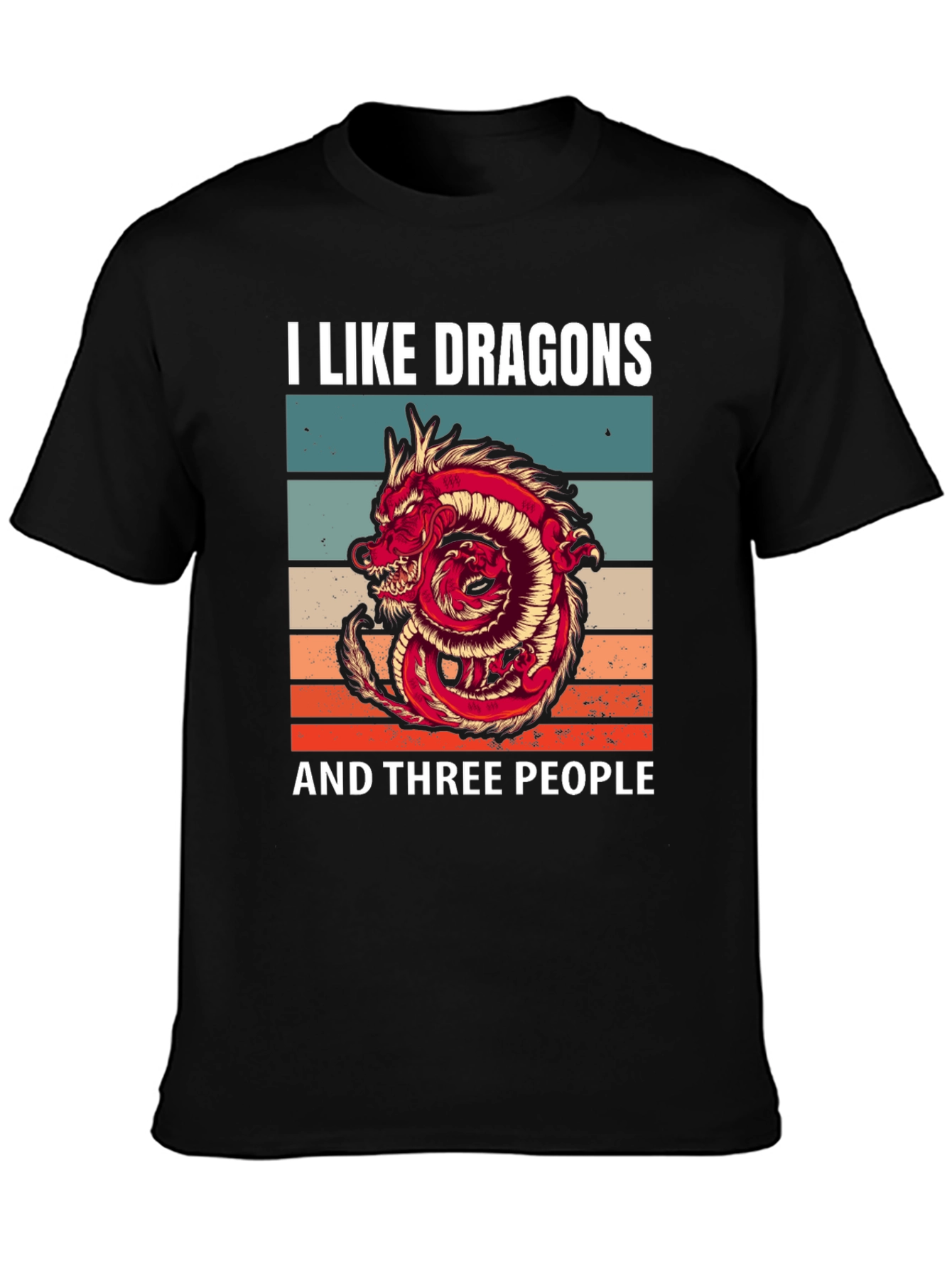 Black I Like Dragons and Three People Graphic T-Shirt view 3