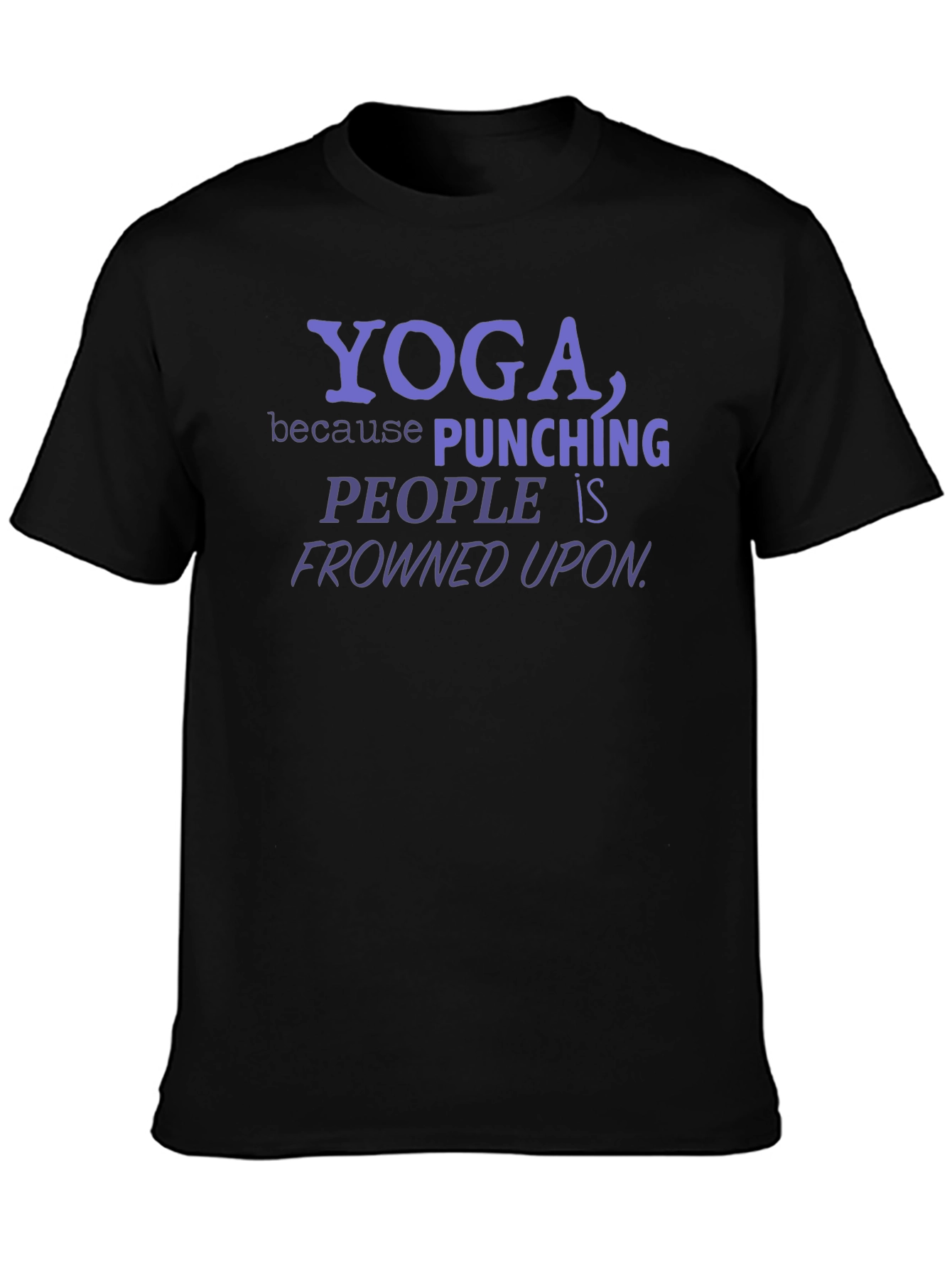 Black Yoga Punching People Funny T-Shirt view 3