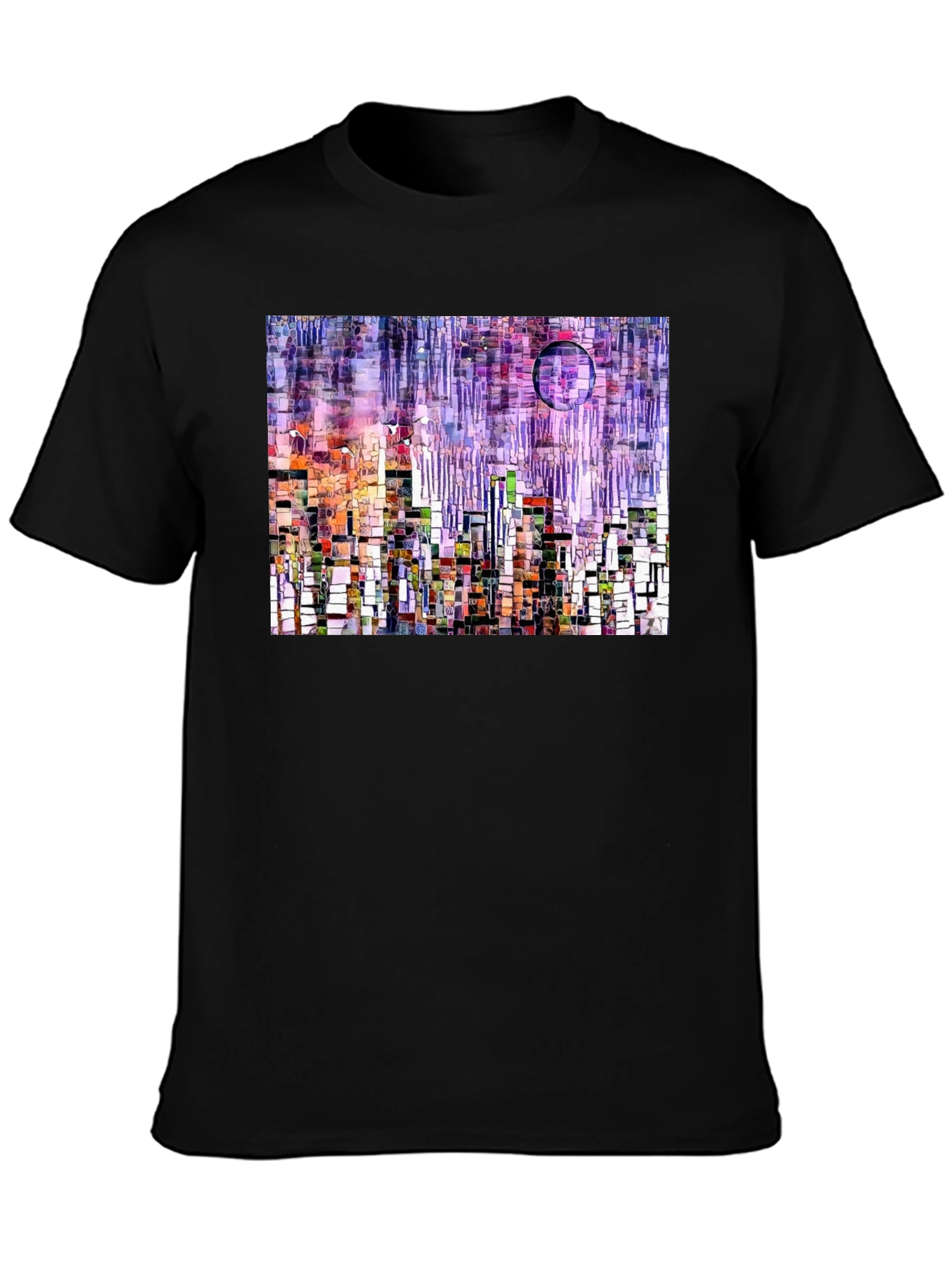 Black Abstract Cityscape Graphic T-Shirt view 3