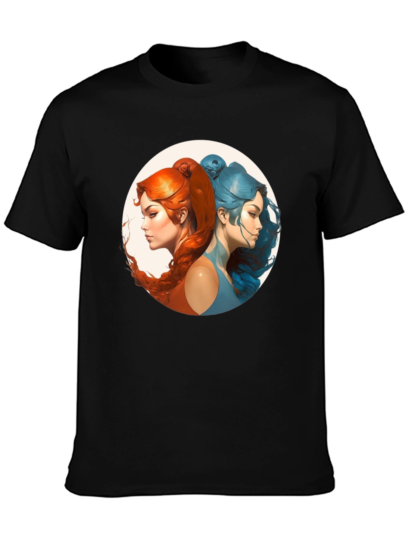 Black Unique Two Faced Woman Graphic Tee - Soft Cotton Blend view 3