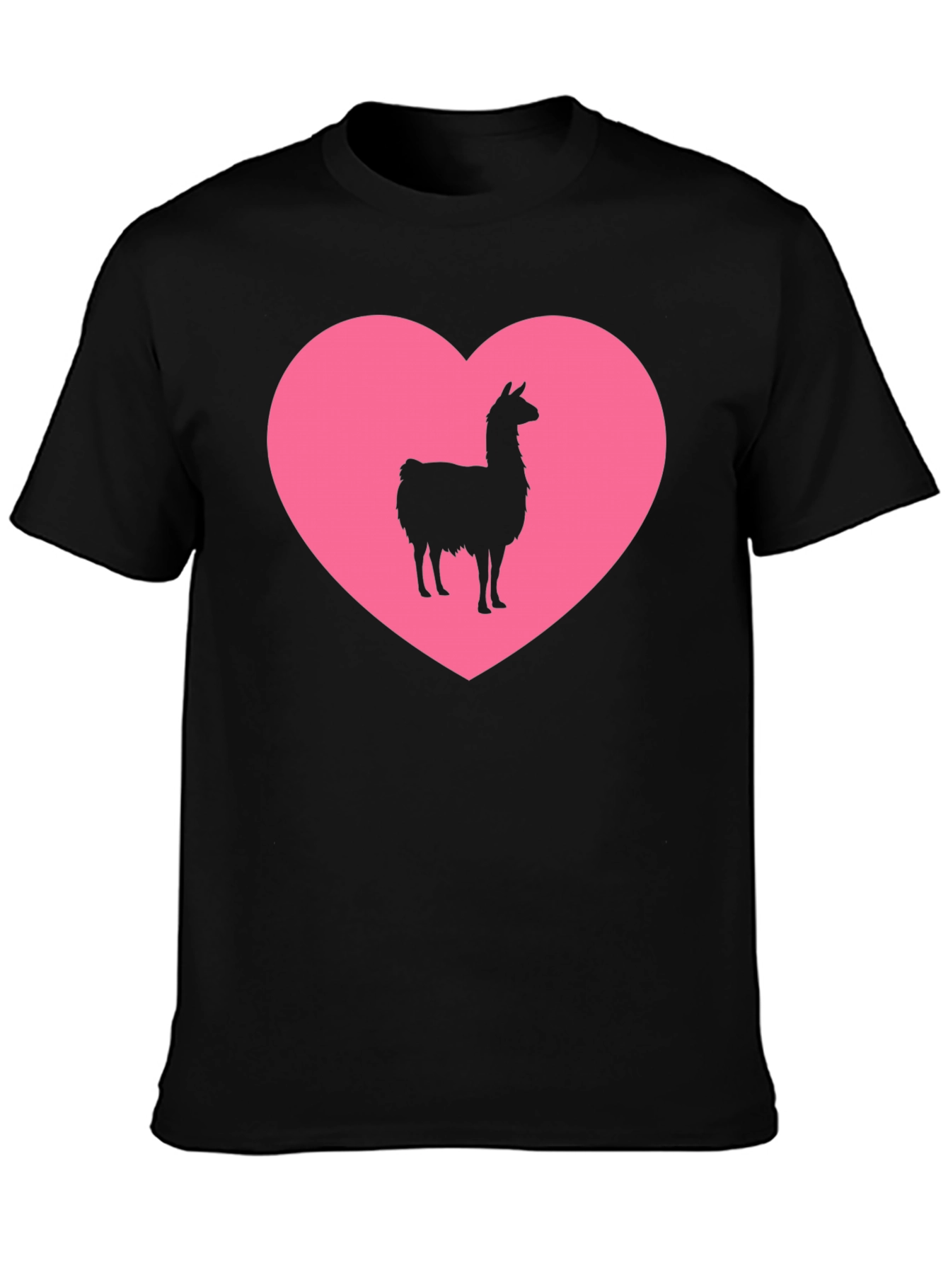 Black Llama Heart Graphic Tee - Black Unisex T-Shirt view 3