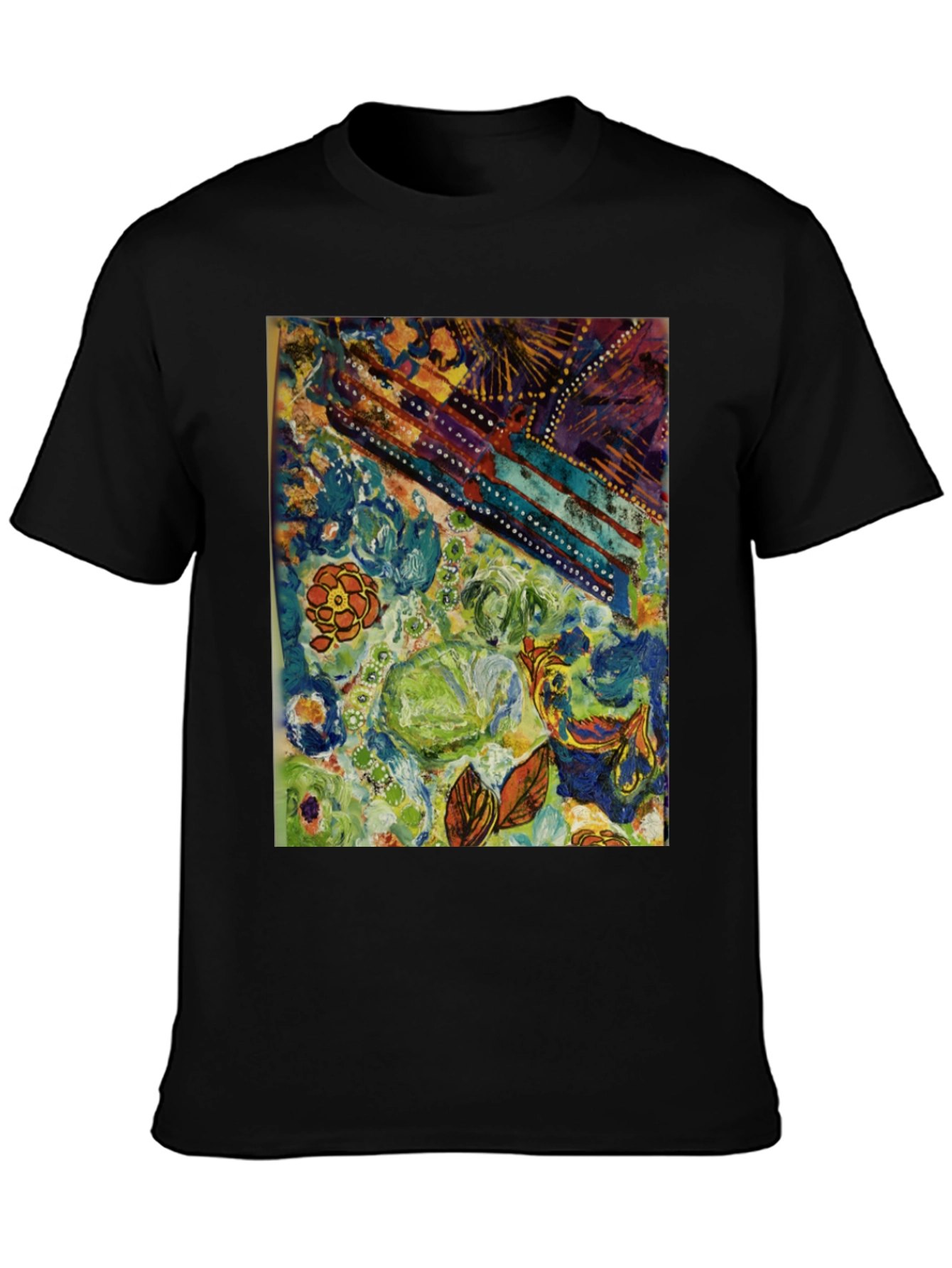 Black Abstract Floral T-Shirt - Artistic Expression view 3