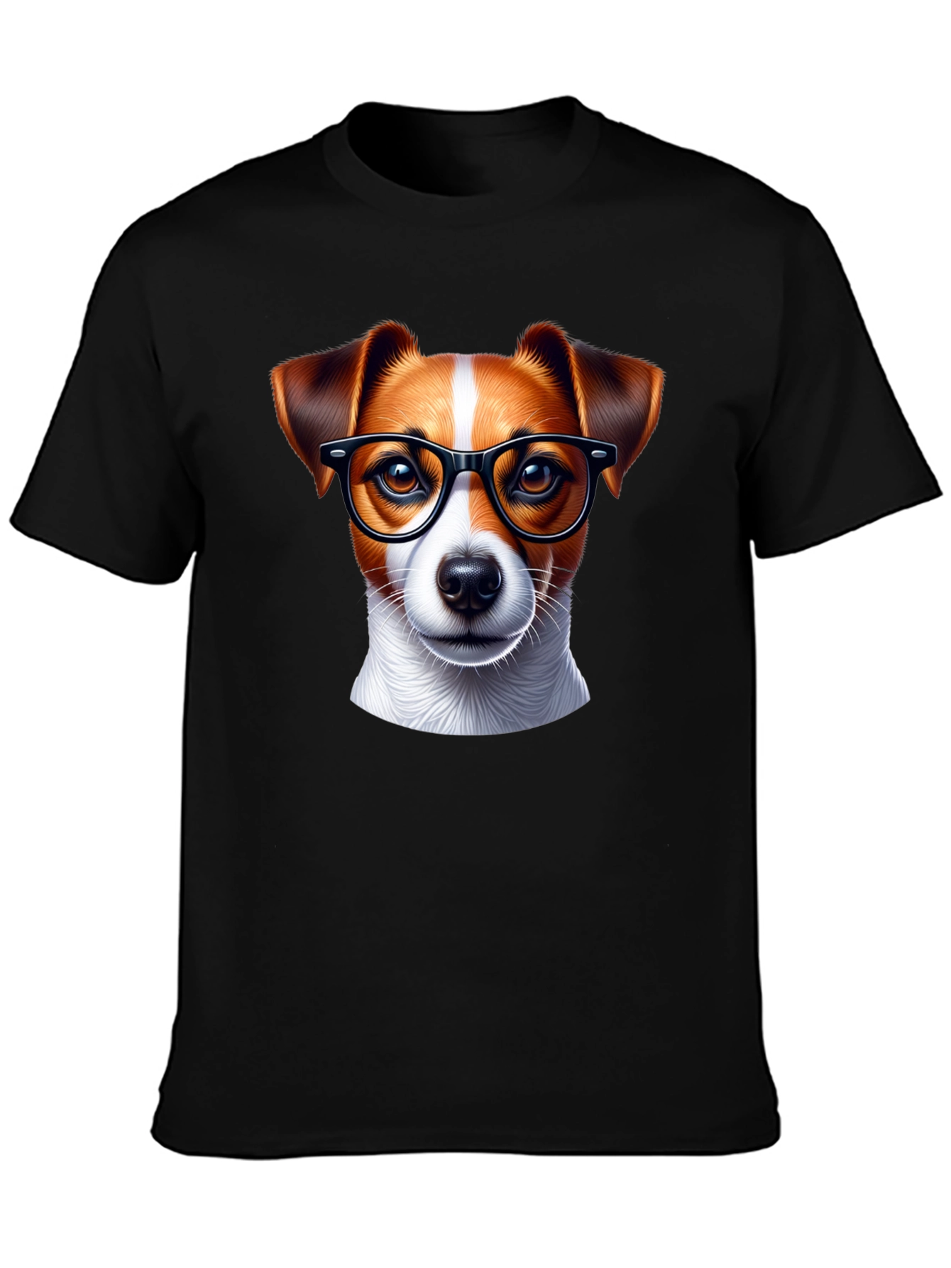 Black Dog with Glasses T-Shirt - Black view 3