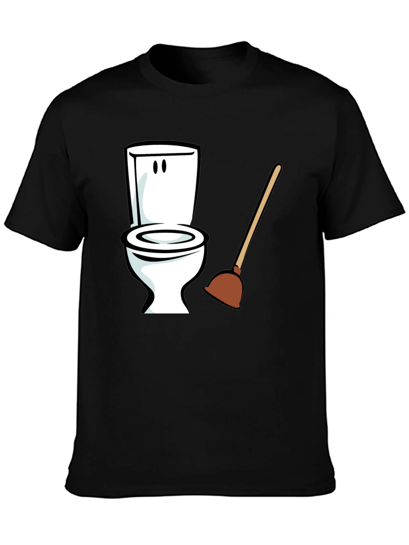 Black Funny Toilet Plunger Graphic Tee - Black Cotton Blend view 3