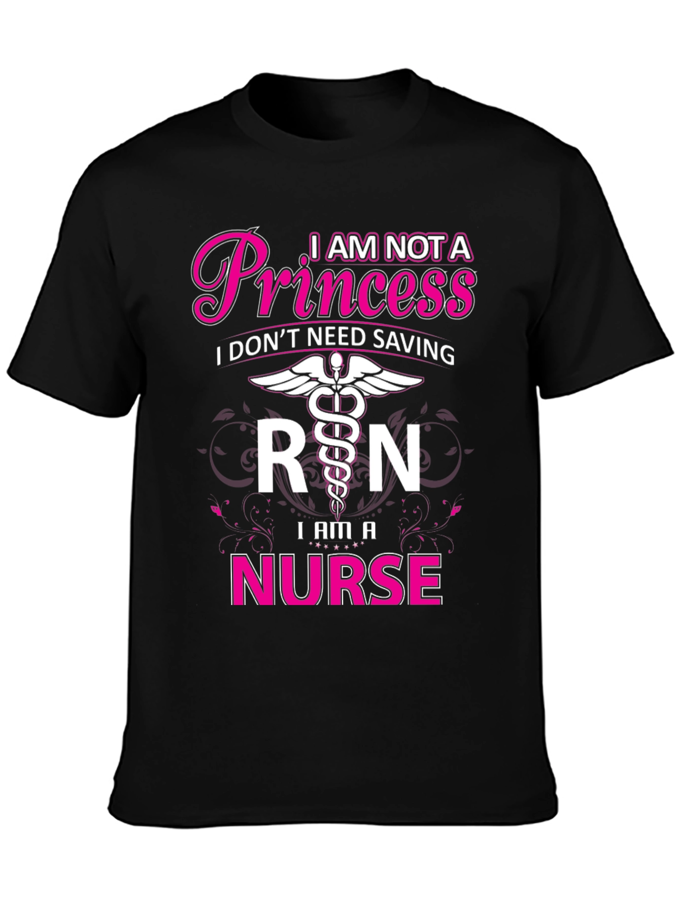Black I Am Not A Princess Nurse T-Shirt view 3