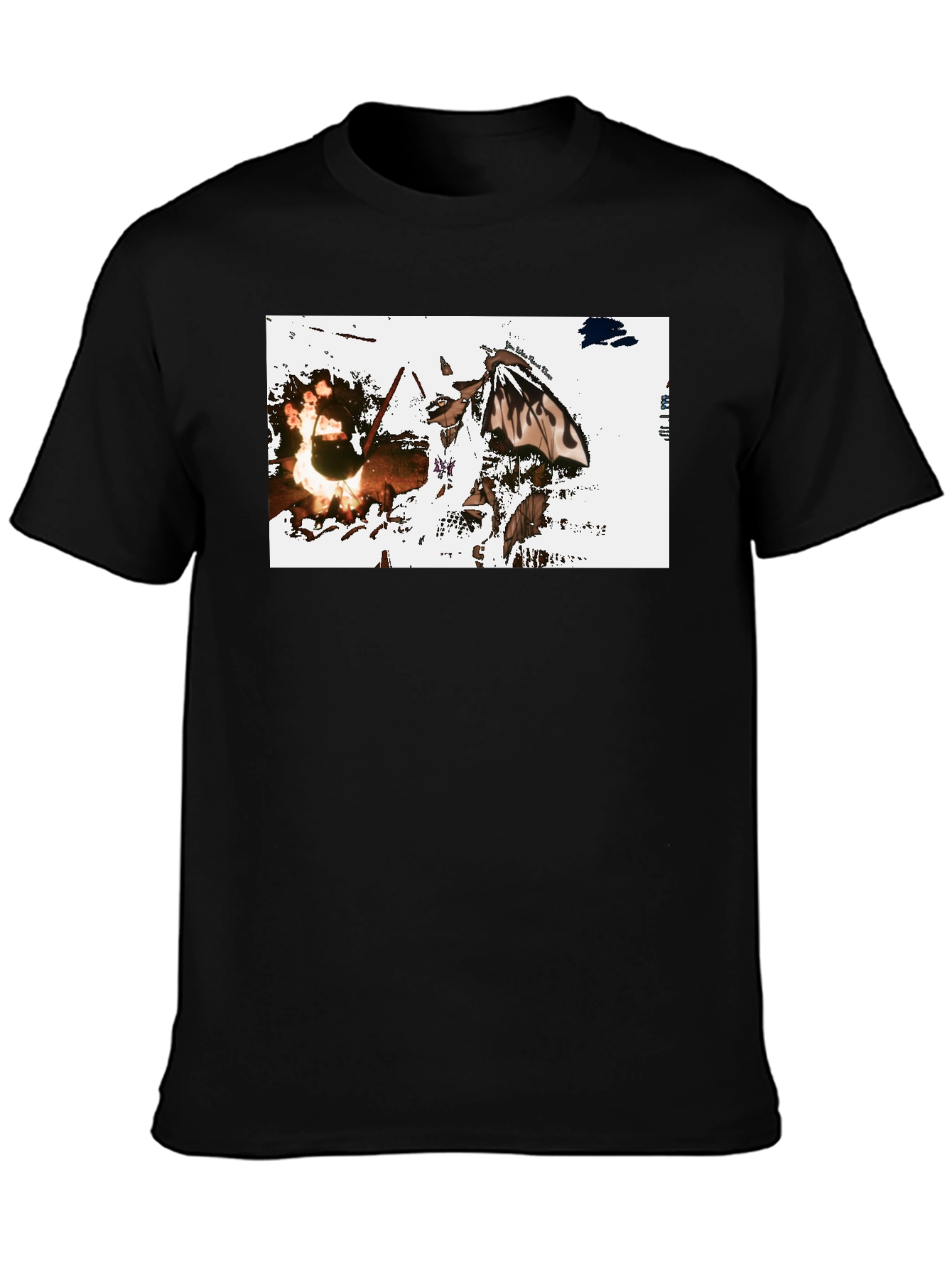 Black Graphic Tee: Fiery Butterfly Black T-Shirt view 3