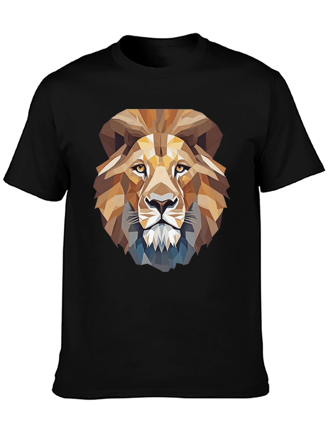 Black Geometric Lion Graphic T-Shirt view 3