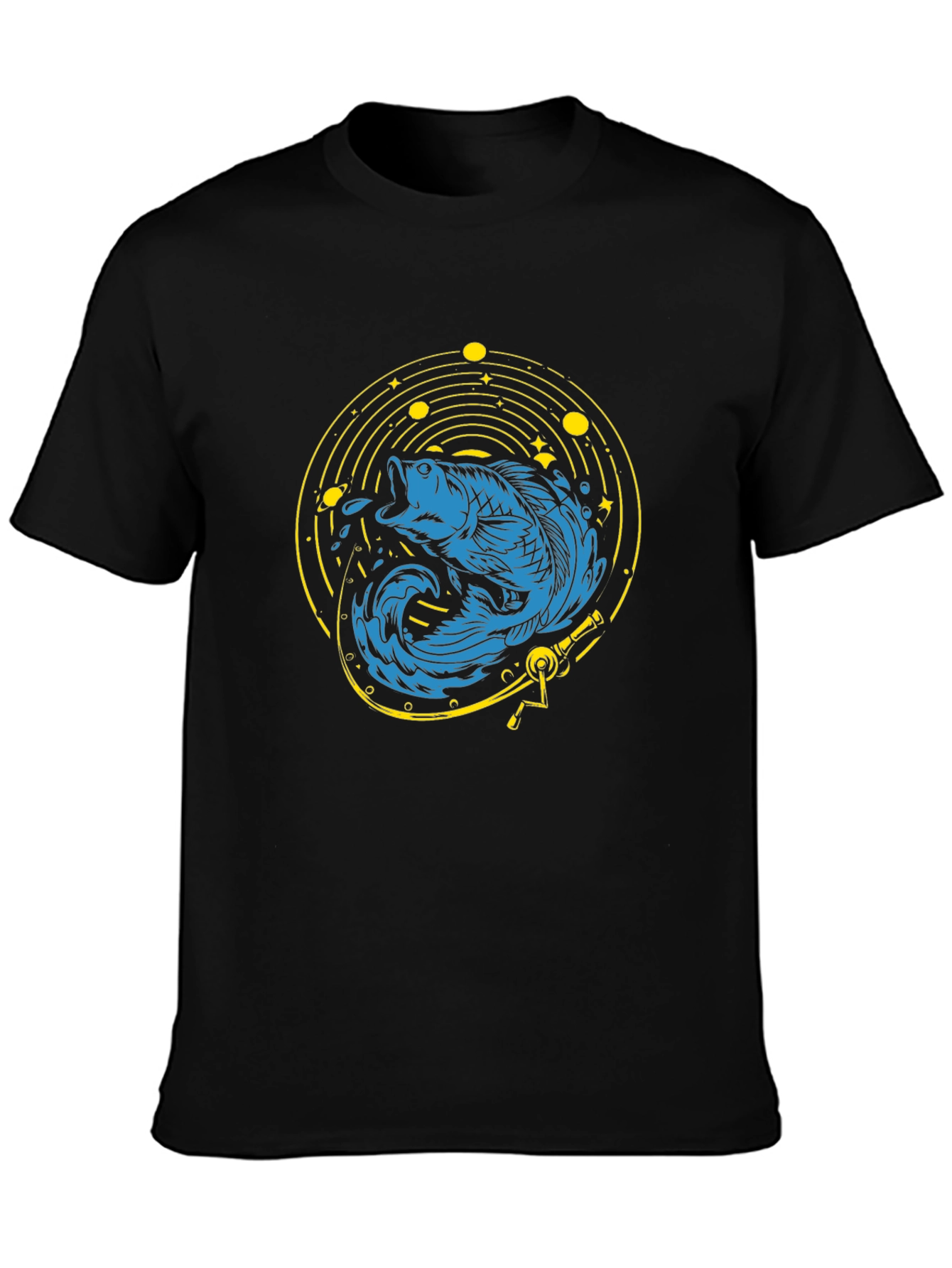 Black Cosmic Fish T-Shirt -  Unique Graphic Tee view 3