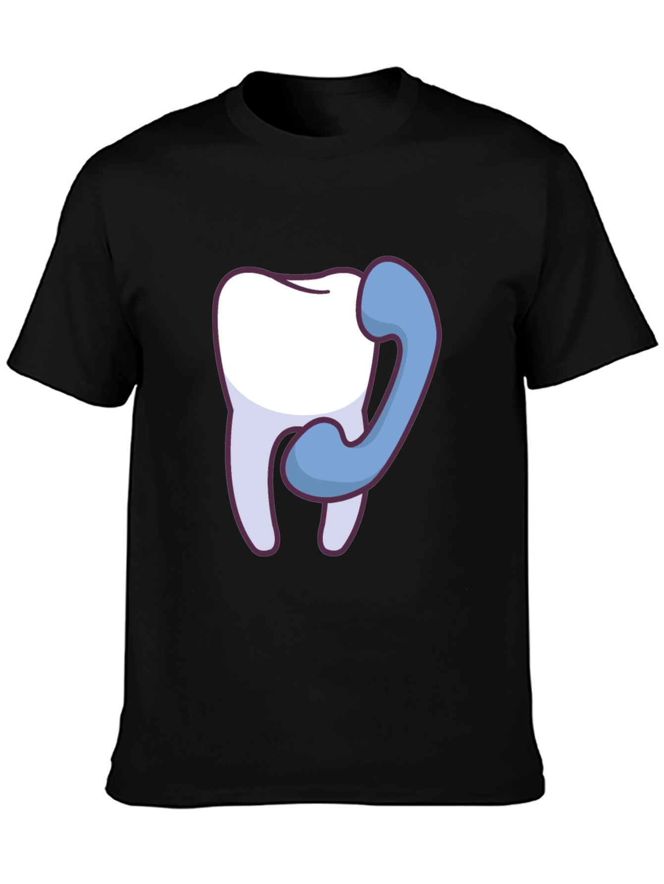 Black Dental Humor T-Shirt - Tooth Phone Call view 3