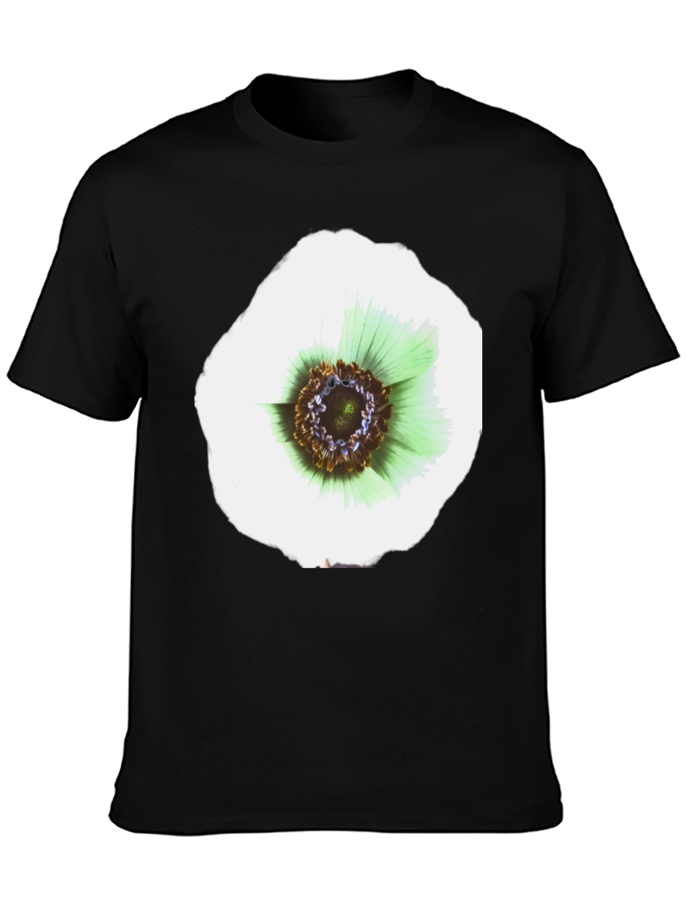 Black Floral Graphic Tee - Soft Cotton Crew Neck view 3