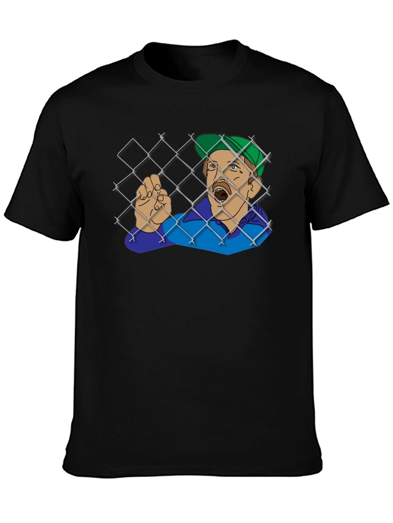 Black Funny Trapped Man Graphic Tee - Black T-Shirt view 3