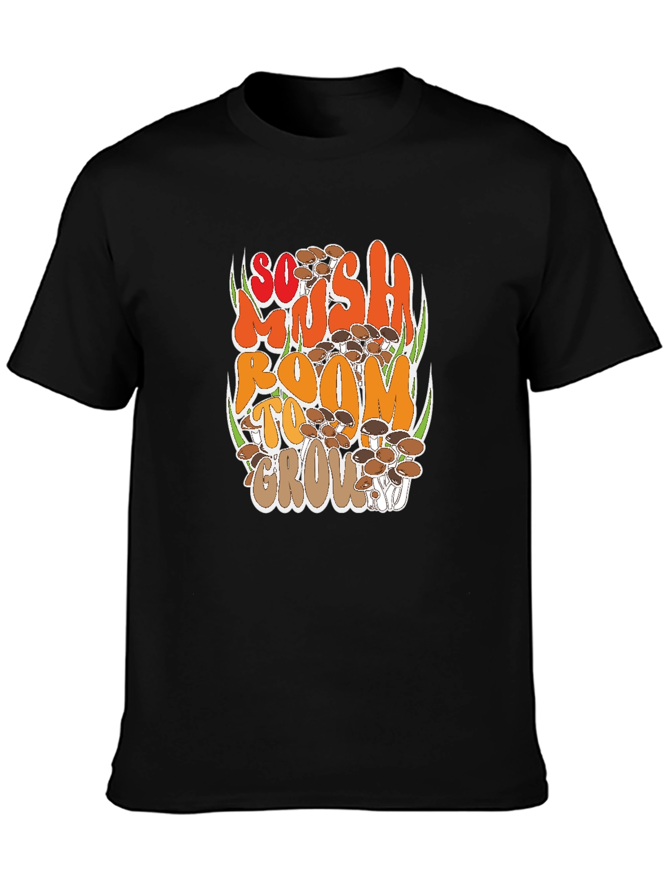 Black Mushroom Graphic T-Shirt - So Mush Room To Grow! view 3