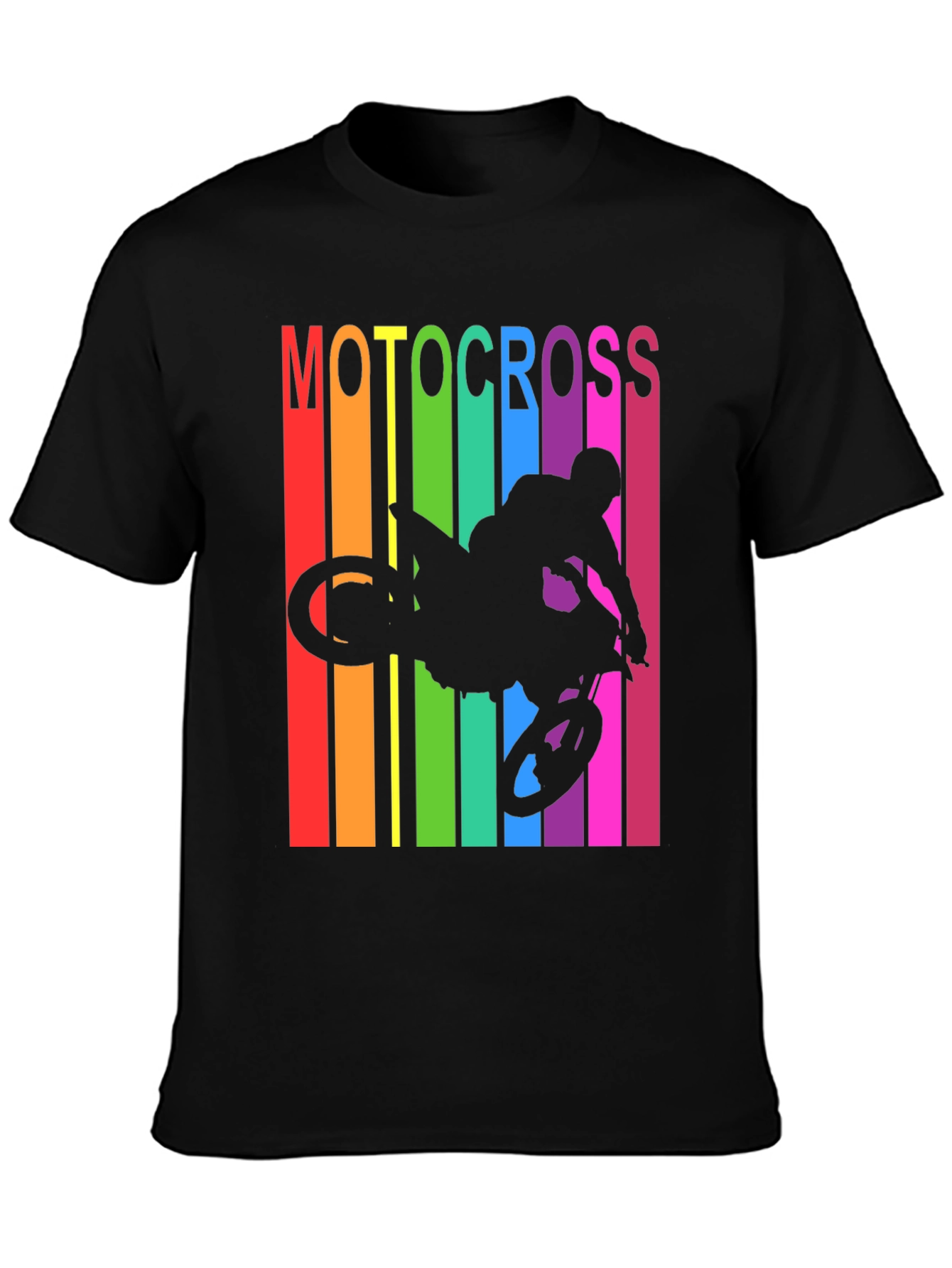 Black Motocross Rainbow Graphic T-Shirt view 3