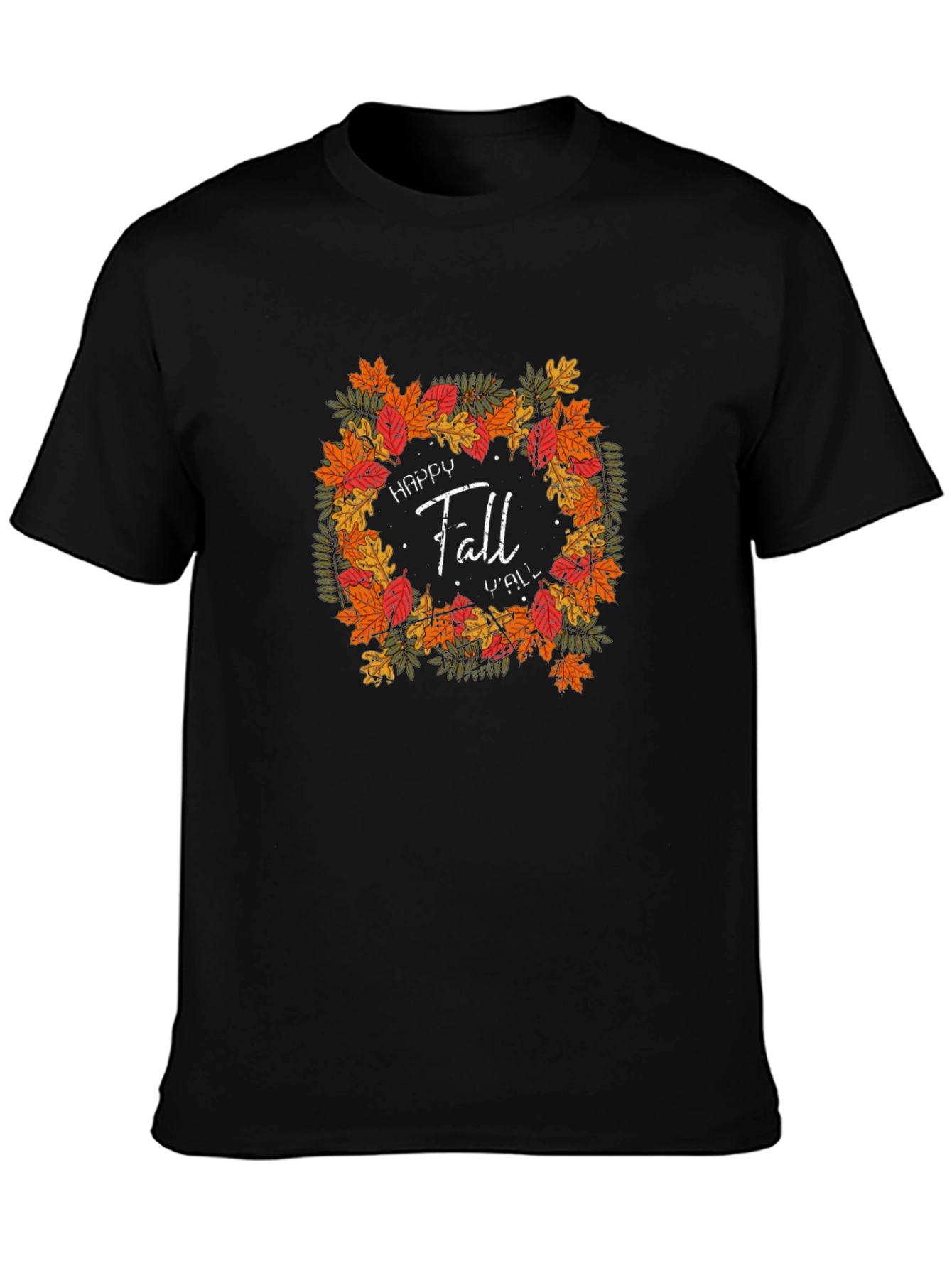 Black Happy Fall Y'all Black T-Shirt view 3