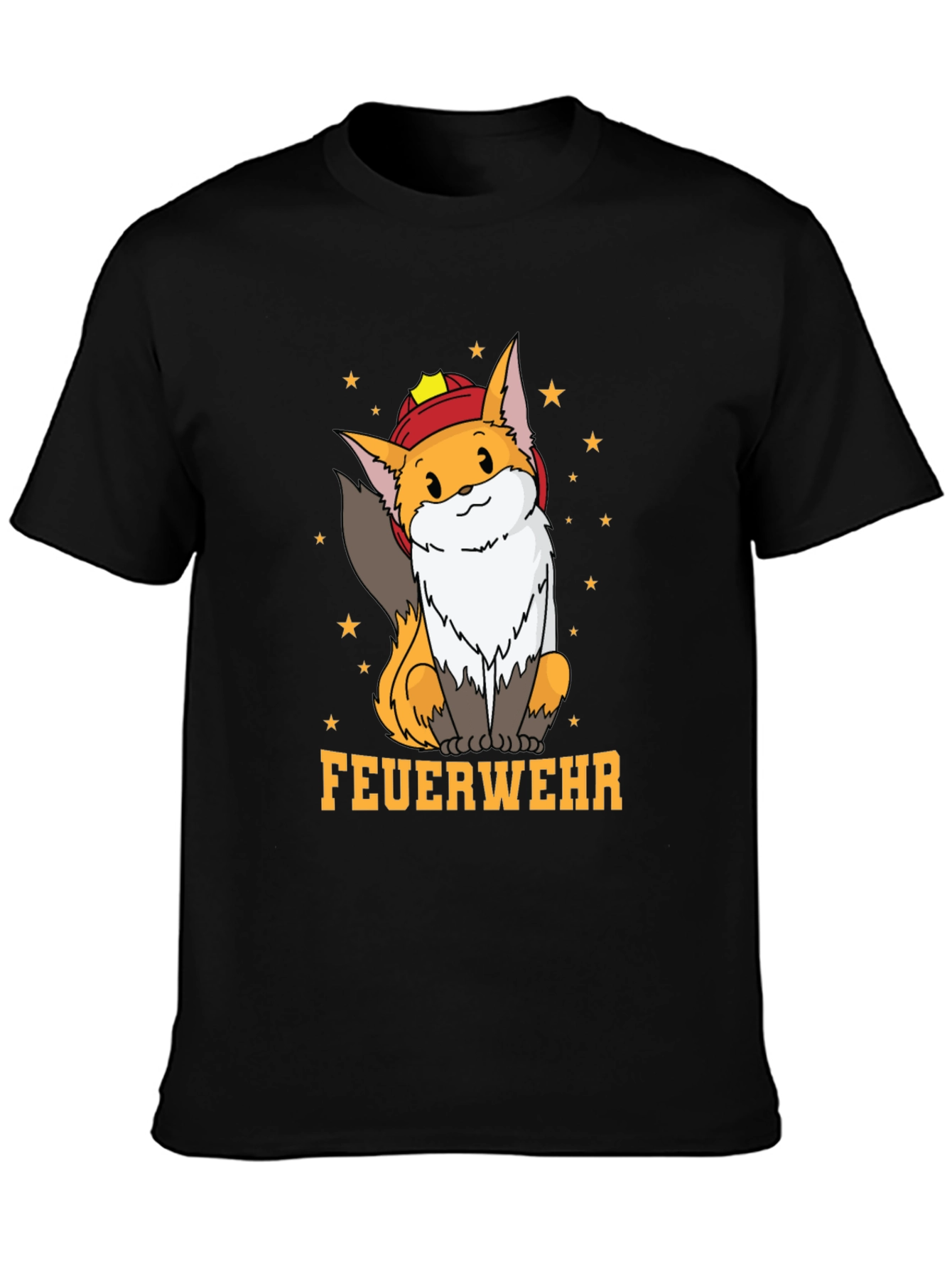 Black Fox Firefighter T-Shirt - Cute Cartoon Design view 3