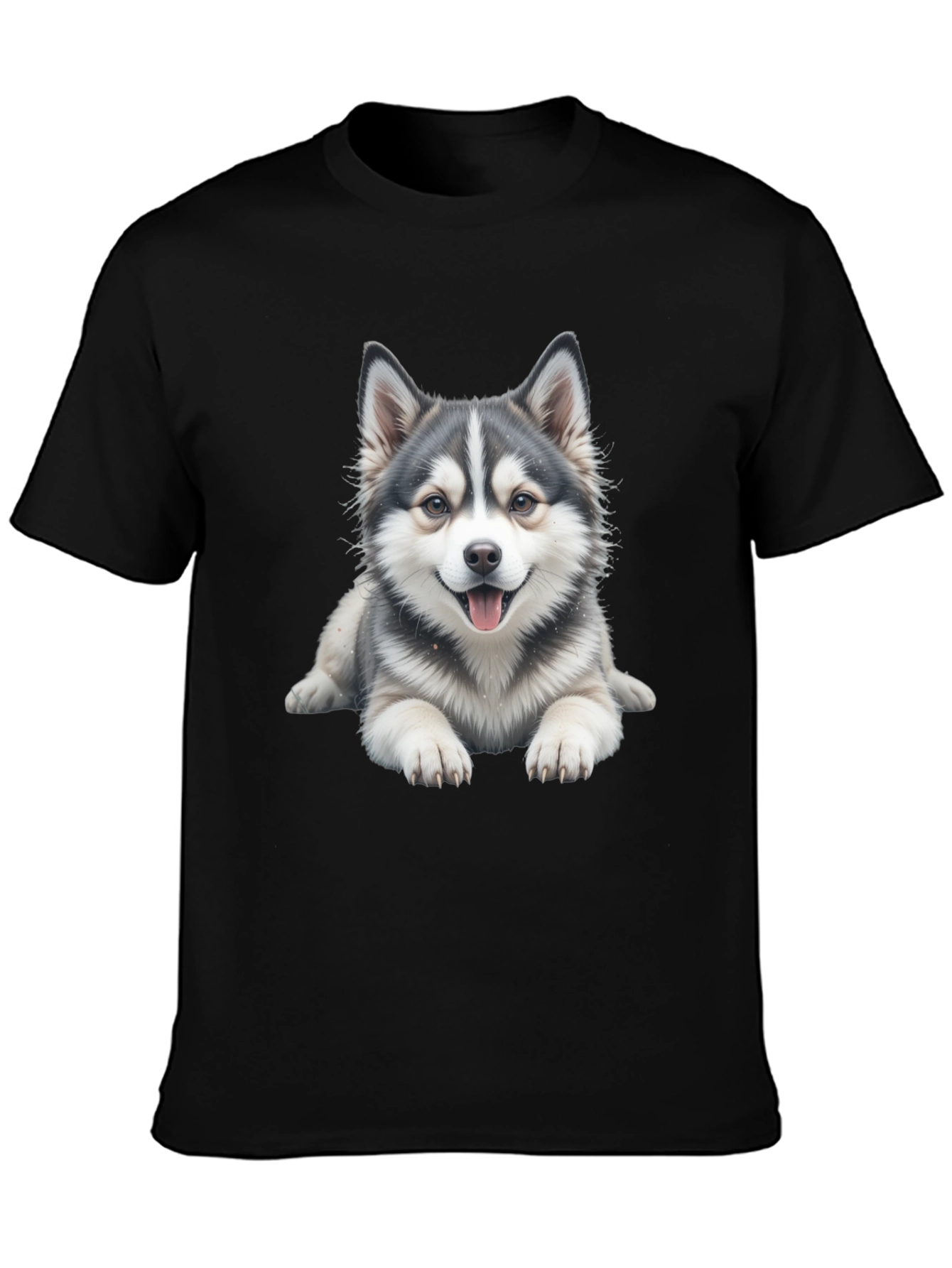 Black Cute Dog Graphic Tee - Black Cotton Blend view 3