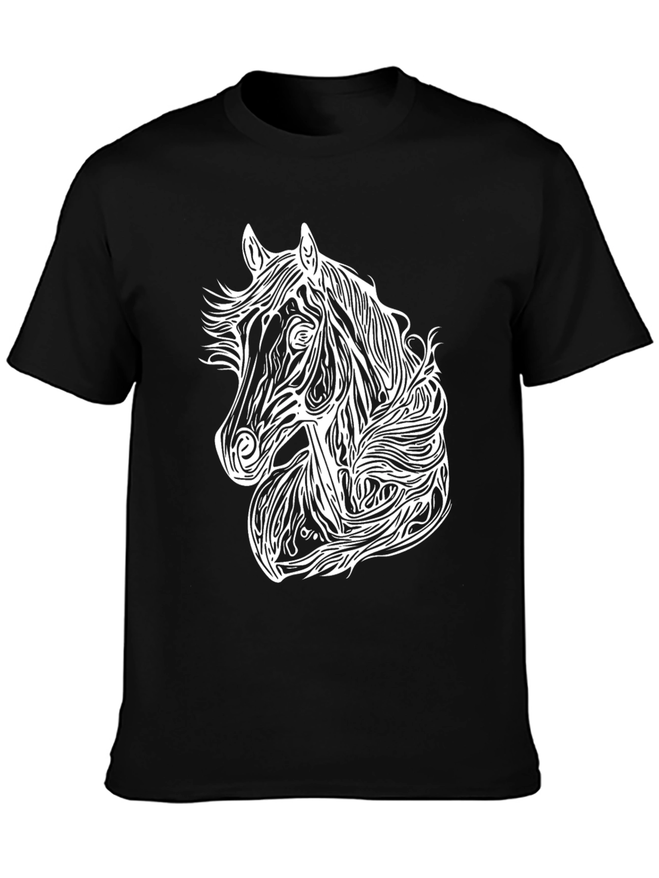 Black Horse Graphic Tee - Stylish Black Cotton Blend T-Shirt view 3