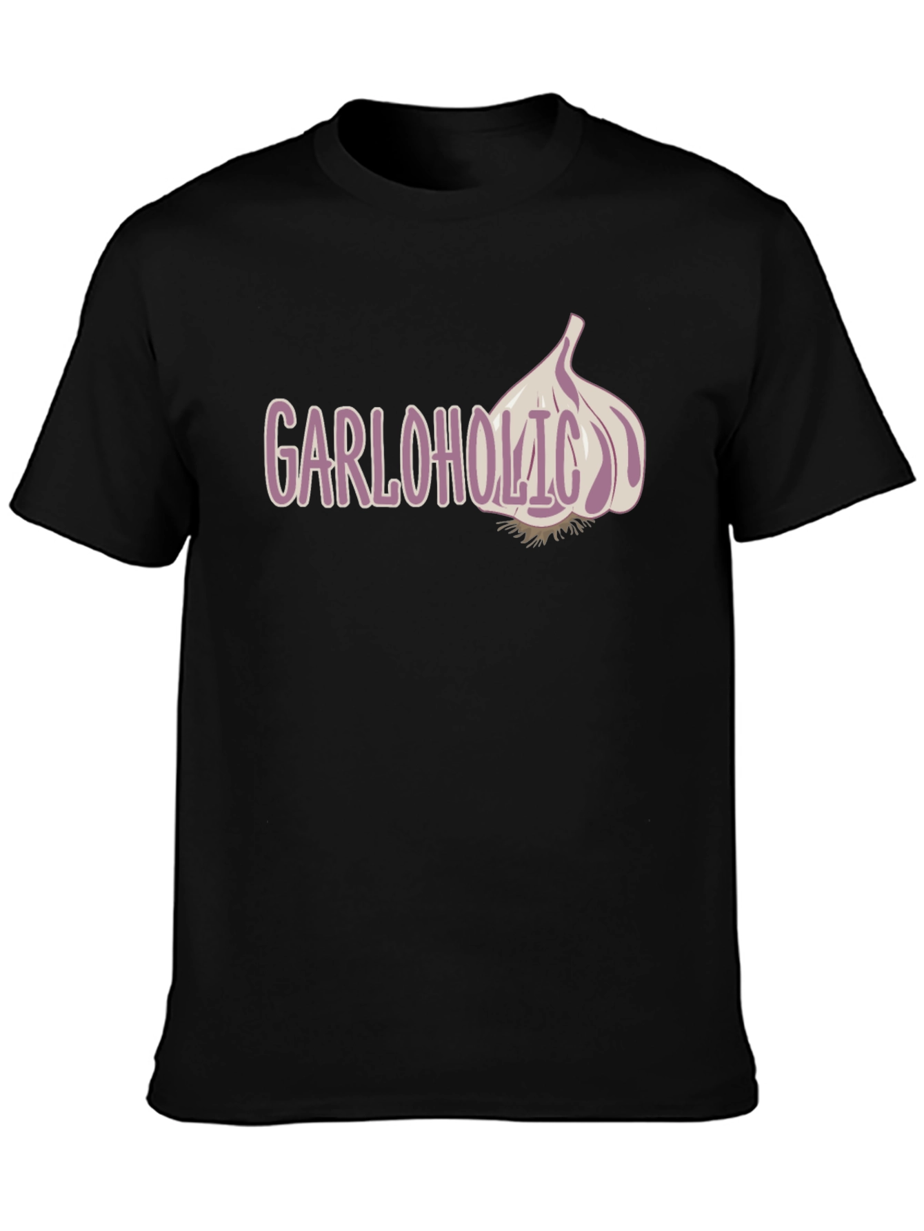 Black Garloholic Graphic Tee - Funny Garlic Lover T-Shirt view 3