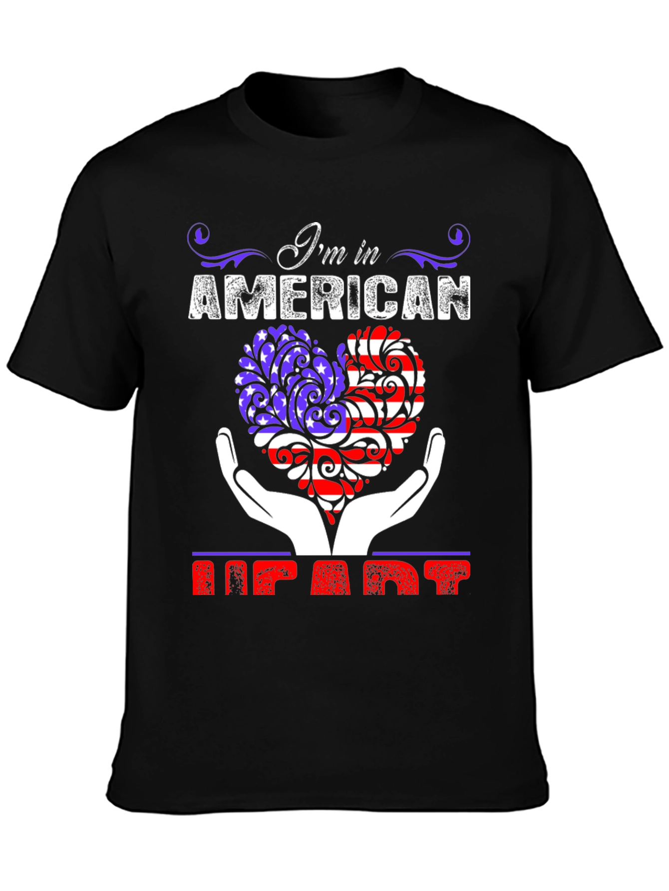 Black American Heart Graphic T-Shirt Patriot Tee view 3