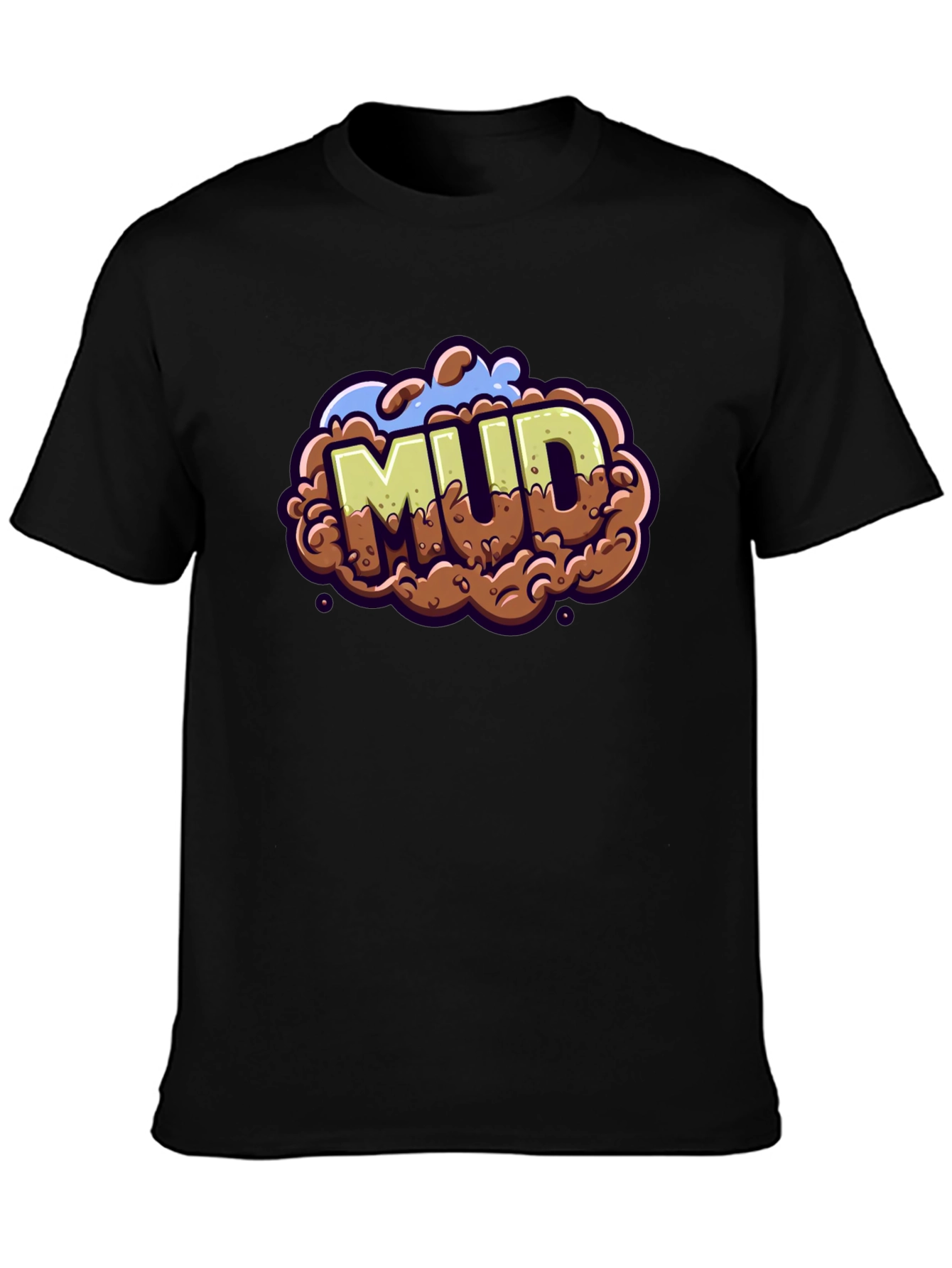 Black Mud Graphic Tee - Cartoon Style Black T-Shirt view 3