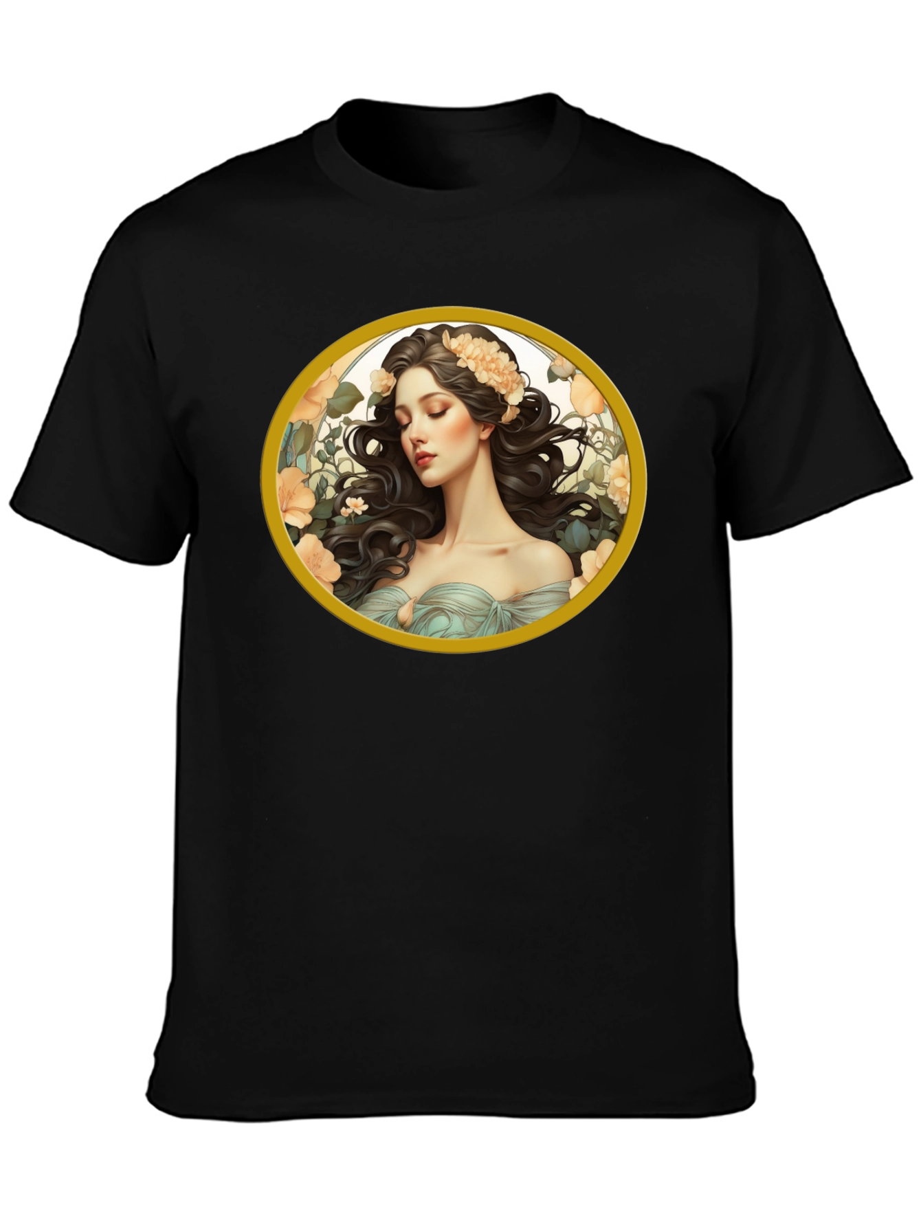 Black Floral Maiden Graphic Black T-Shirt view 3