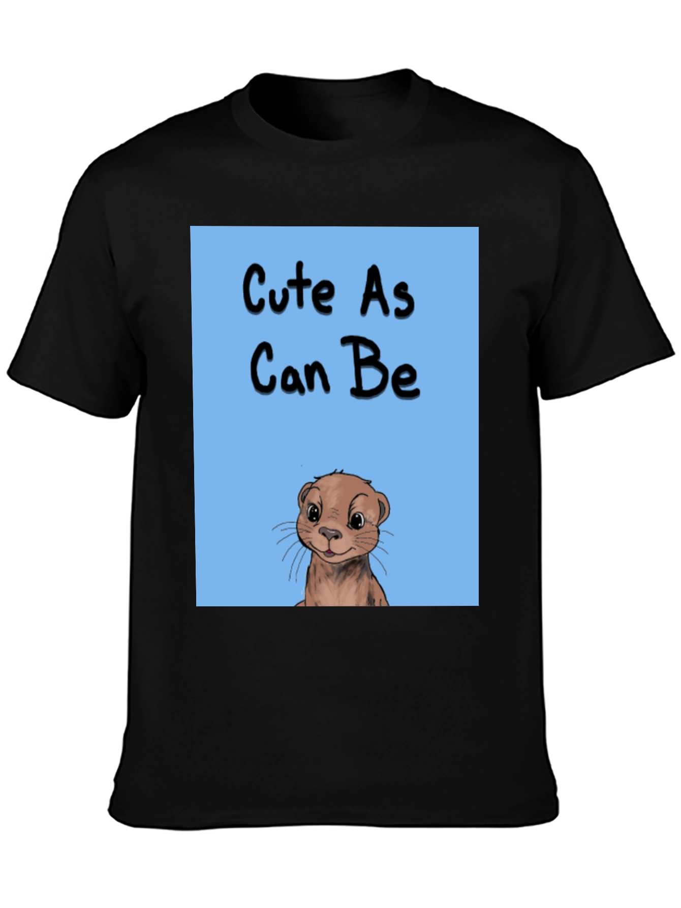 Black Cute As Can Be Otter Graphic Tee - Black Cotton Blend view 3