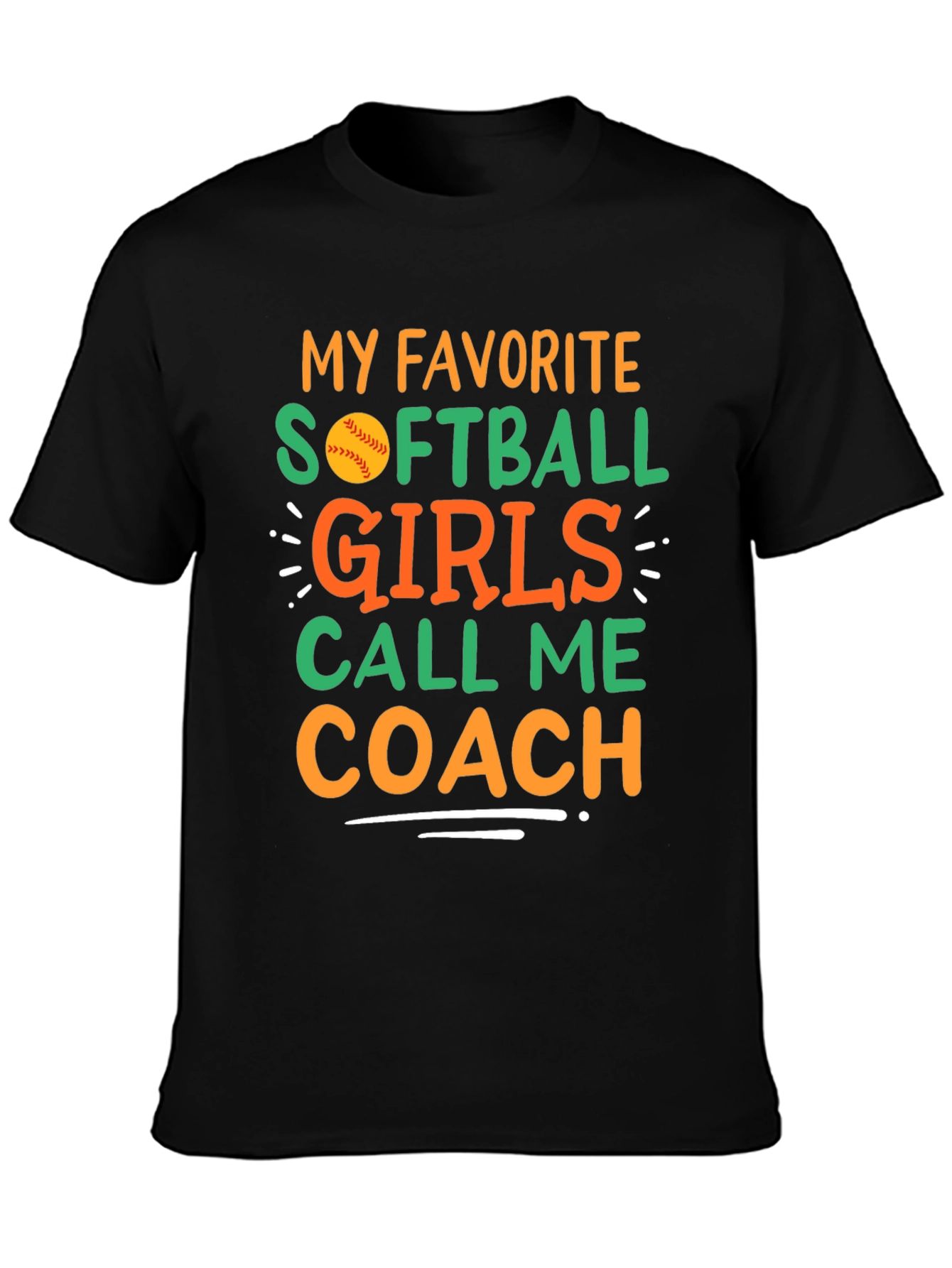Black Softball Coach T-Shirt view 3