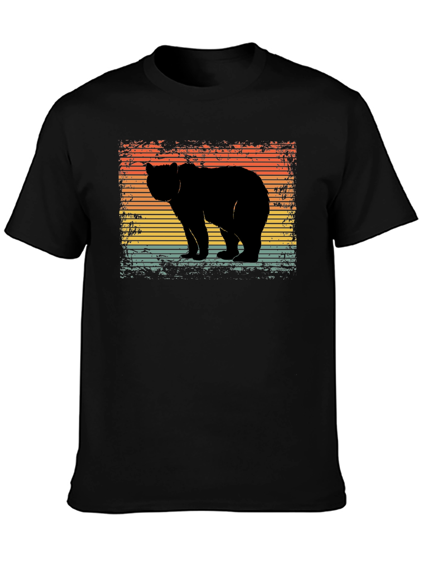 Black Retro Bear Silhouette Graphic T-Shirt view 3