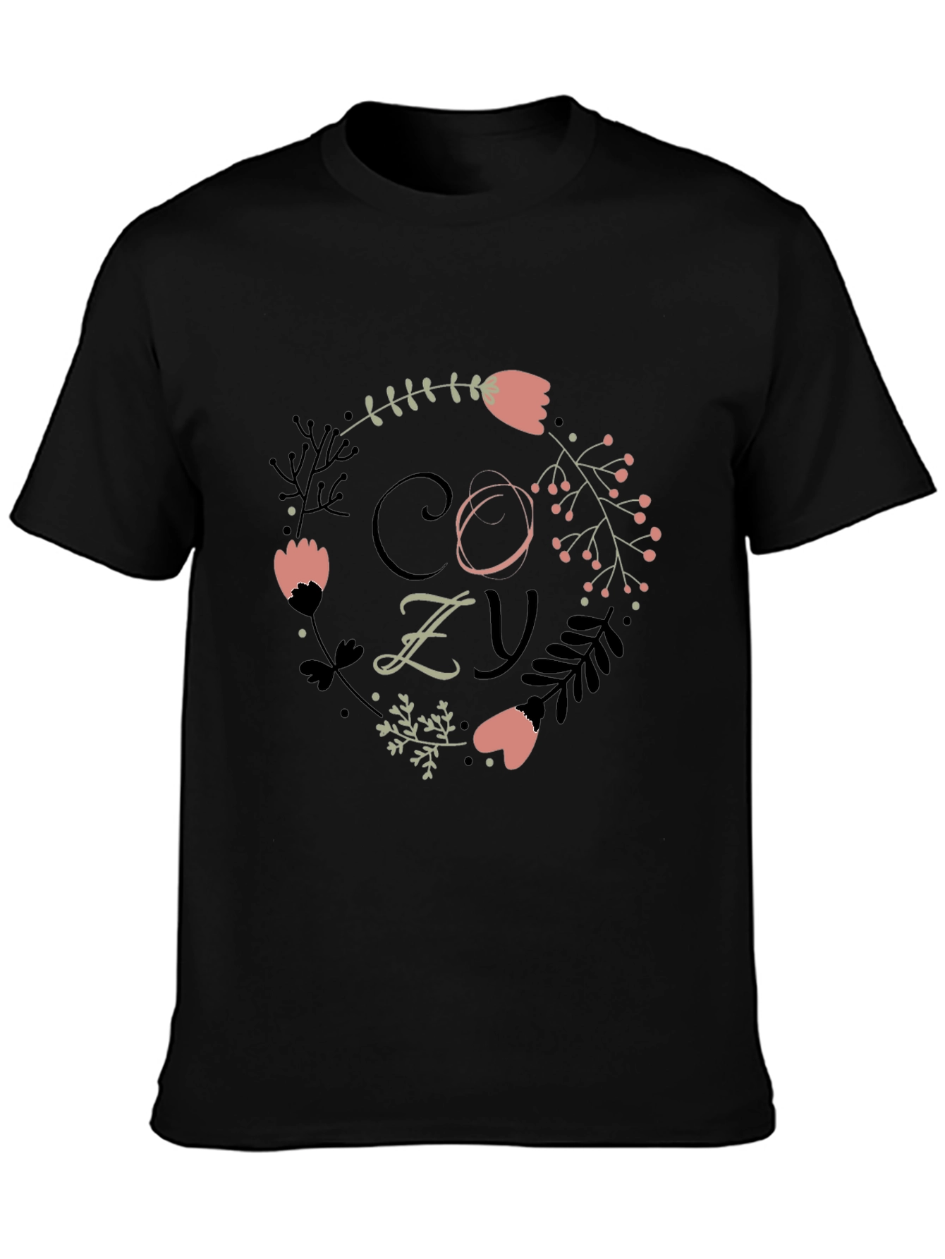 Black Cozy Floral T-Shirt view 3