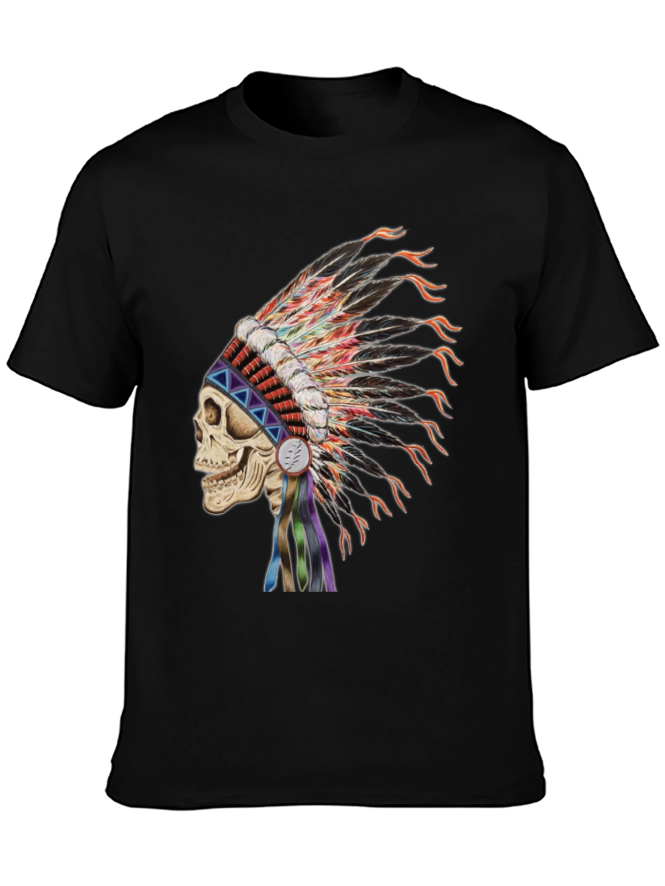 Black Skull Headdress Graphic T-Shirt view 3