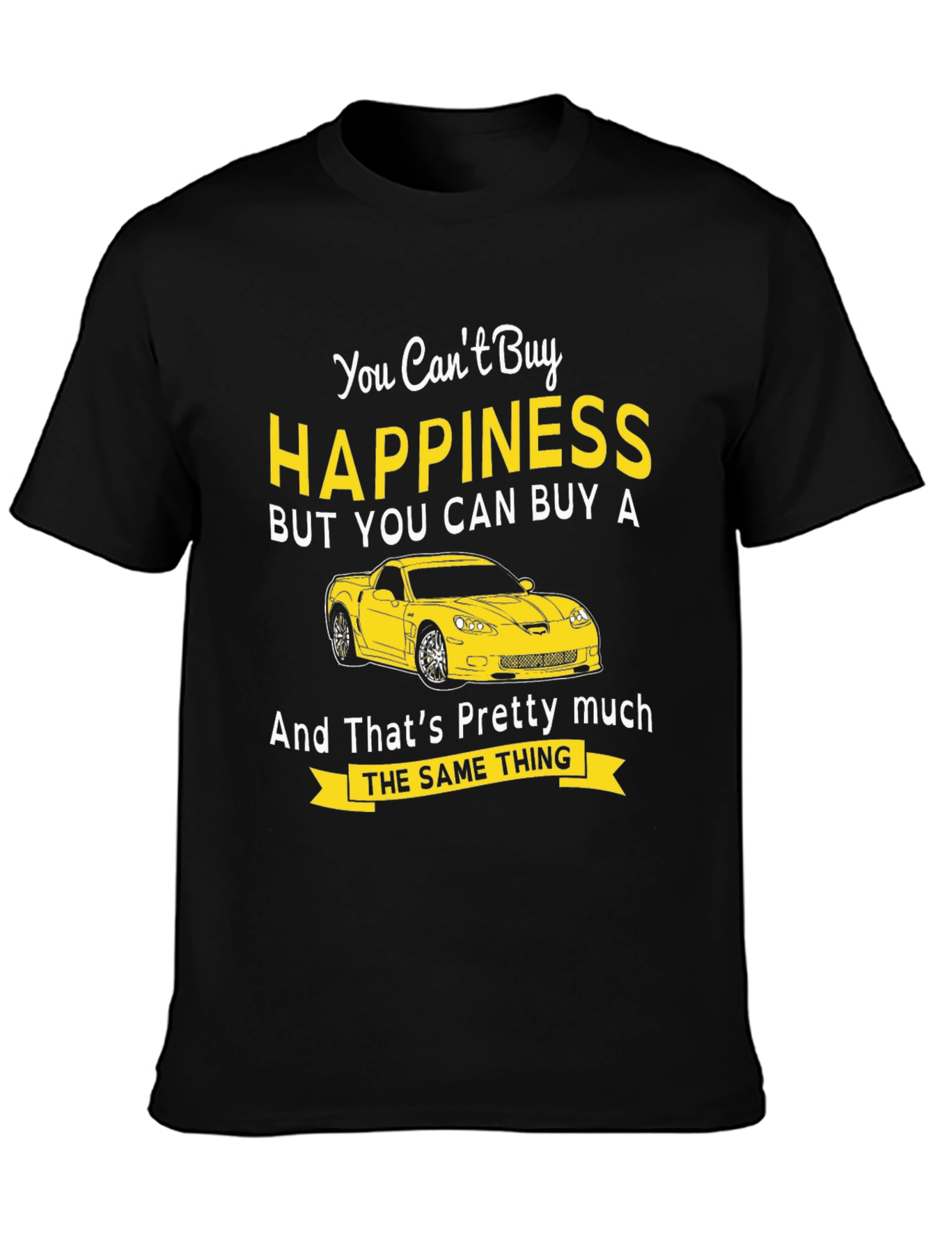 Black Happiness Car Graphic T-Shirt view 3
