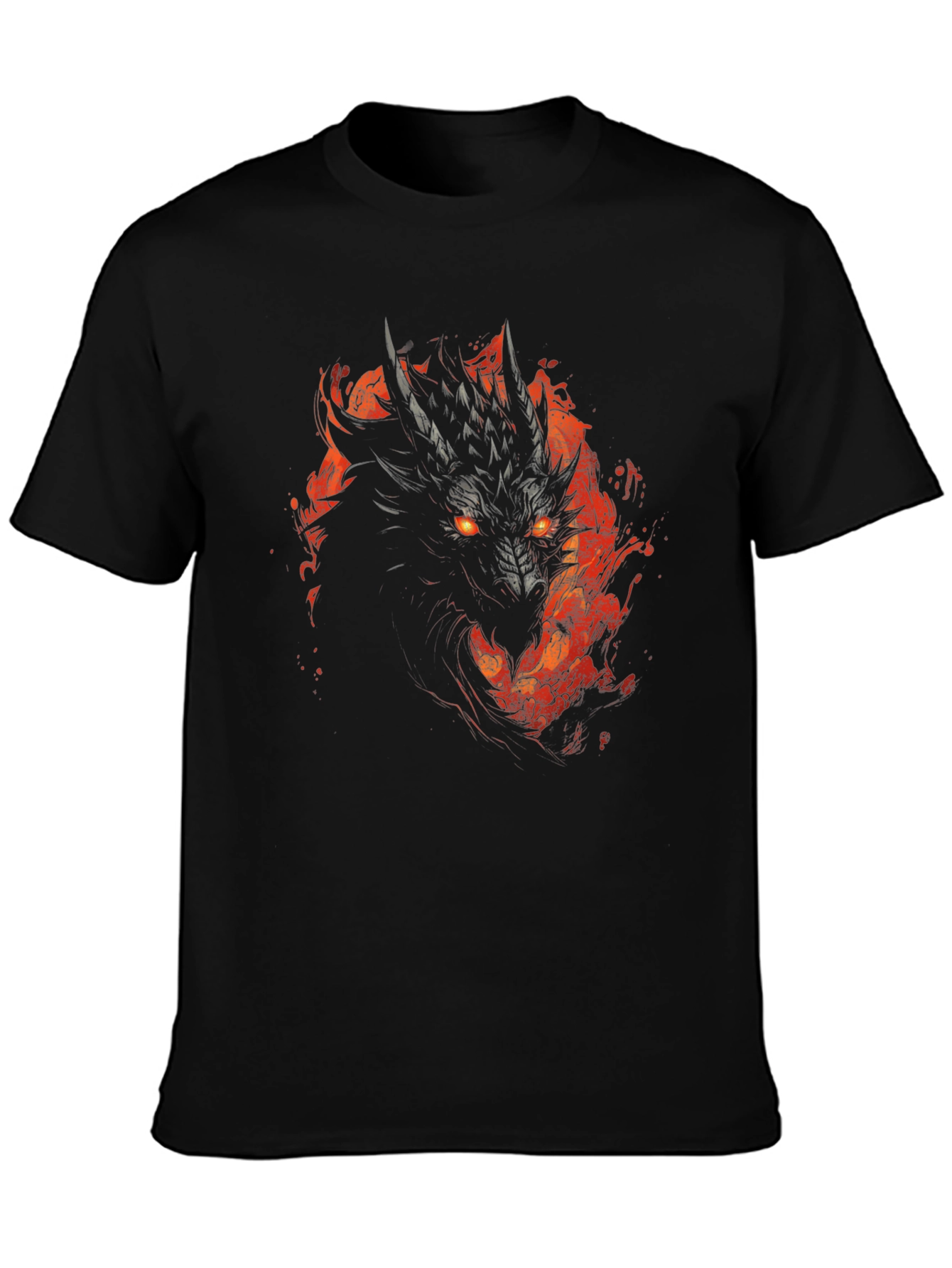 Black Dragon Fire T-Shirt - Black Graphic Tee view 3