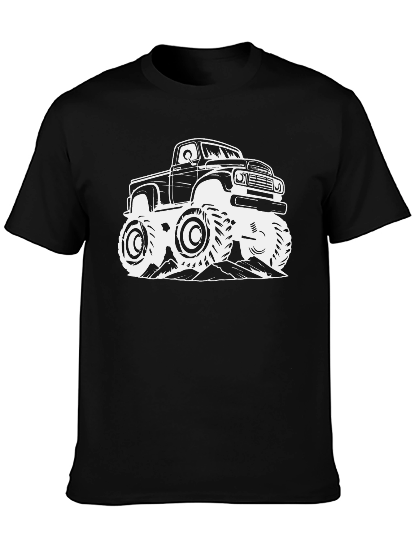 Black Monster Truck Graphic Tee - Black Cotton view 3