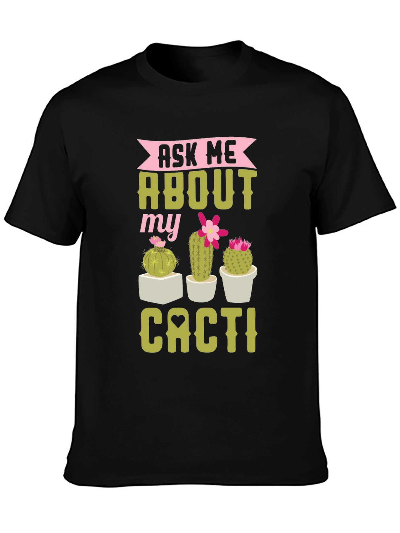 Black Ask Me About My Cacti Graphic Tee view 3