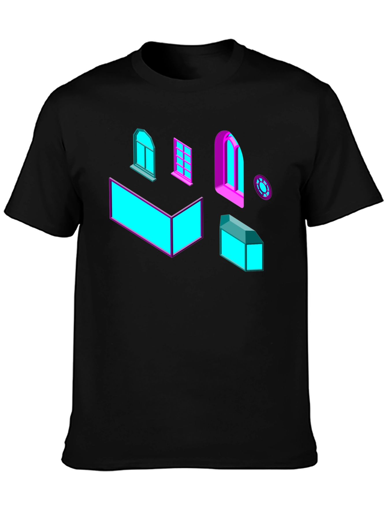 Black Geometric Windows Graphic Tee - Black view 3
