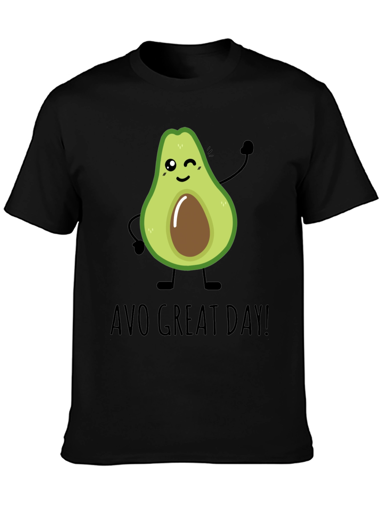 Black Avo Great Day T-Shirt - Cute Avocado Graphic Tee view 3