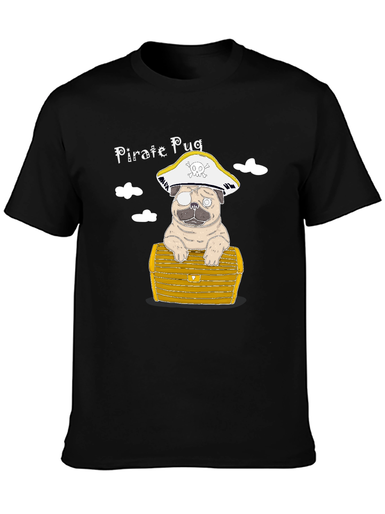 Black Pirate Pug T-Shirt - Cute Dog Graphic Tee view 3