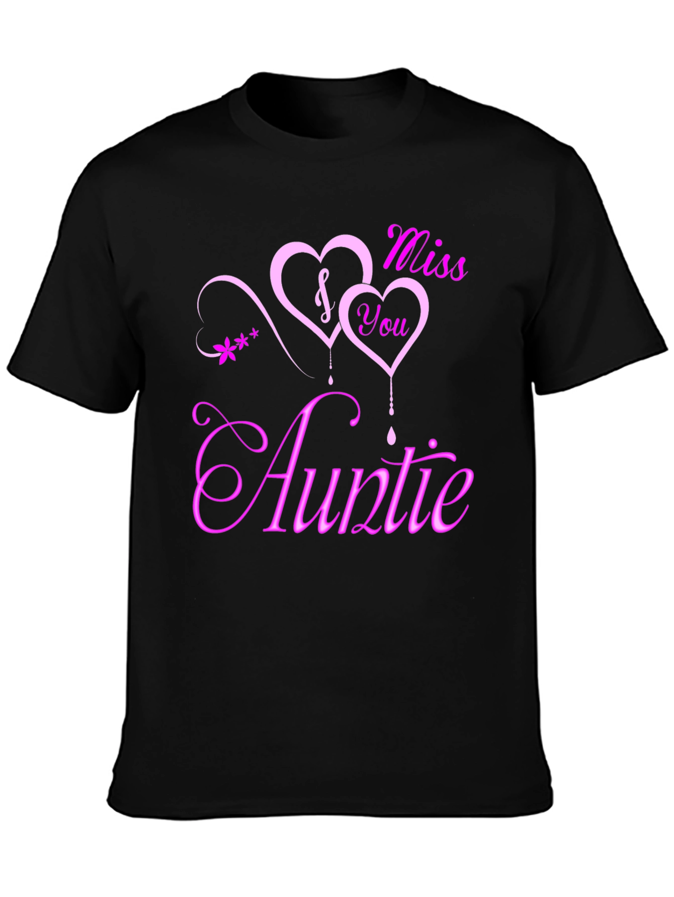 Black Miss You Auntie Black T-Shirt, Heart Design view 3