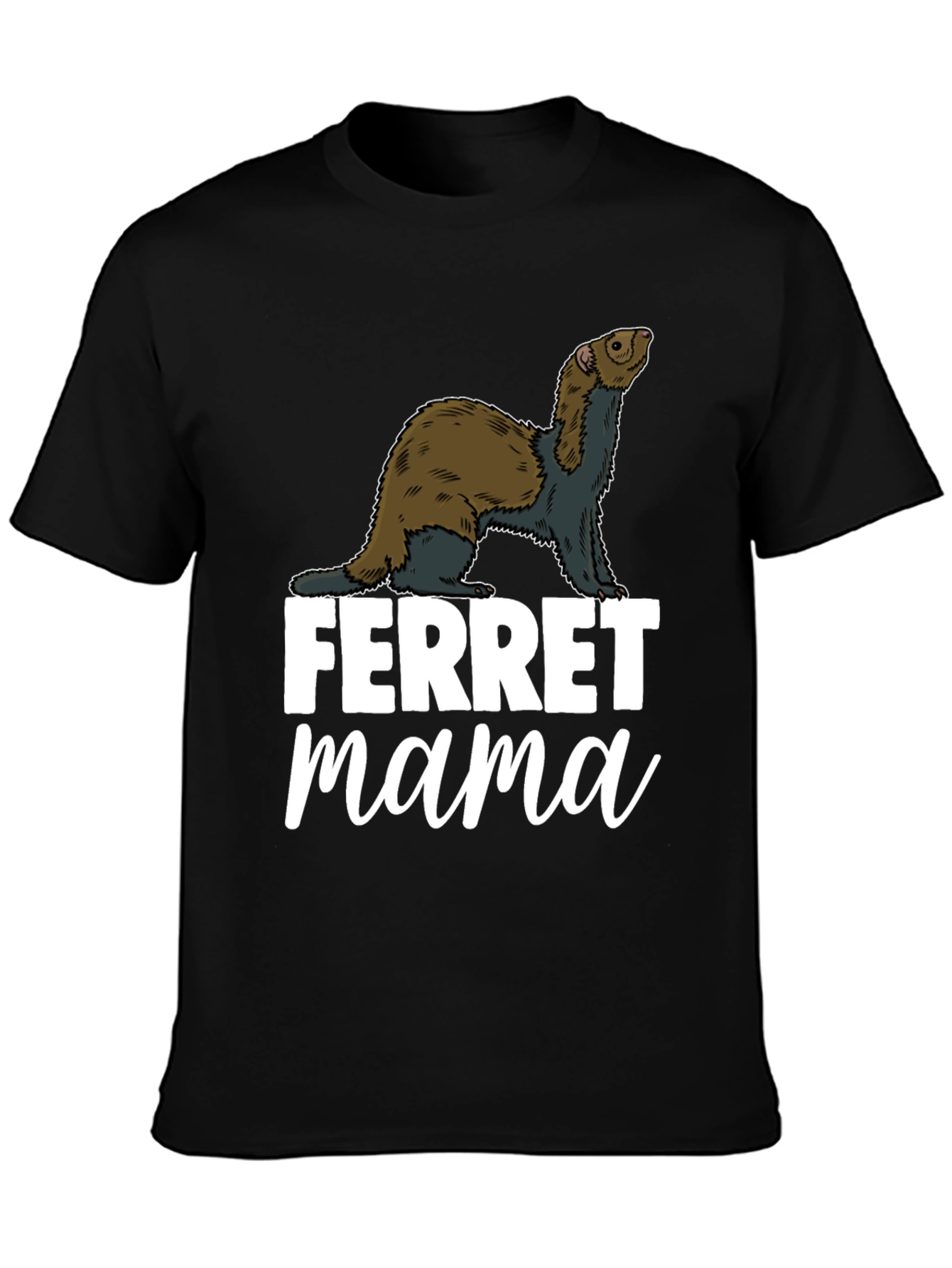 Black Ferret Mama Graphic T-Shirt - Black view 3