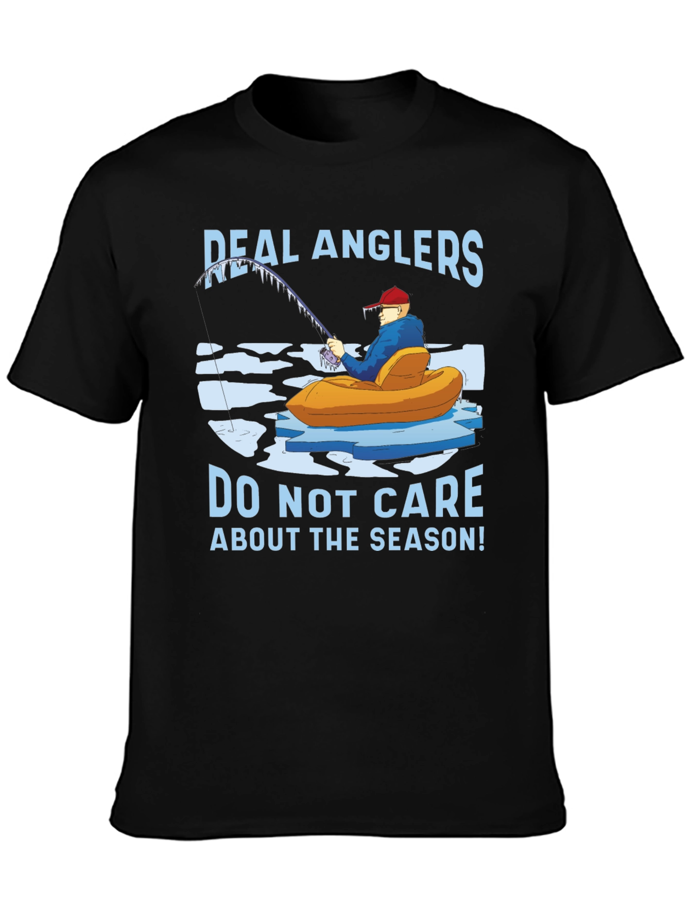 Black Real Anglers Winter Fishing T-Shirt view 3
