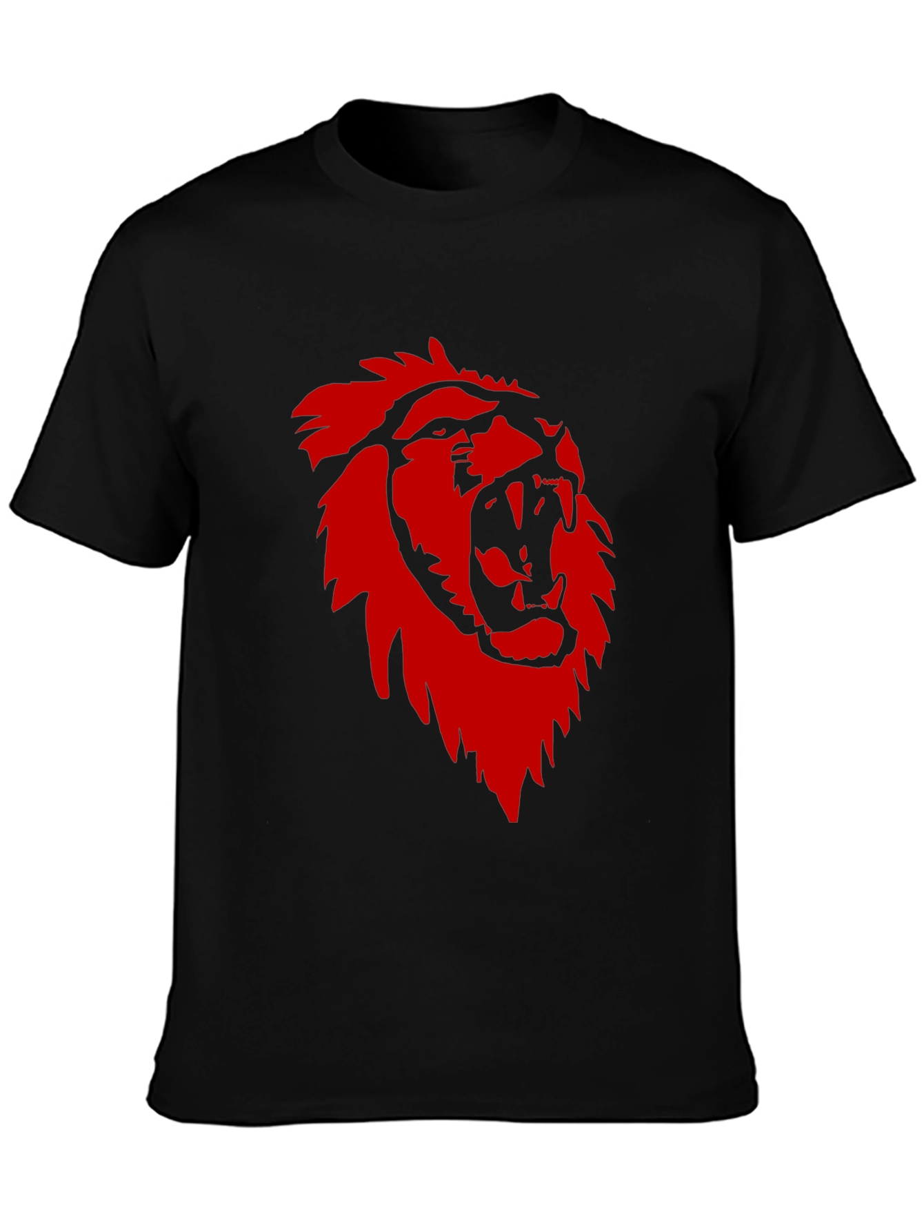 Black Bold Lion Graphic Tee - Black Cotton Crew Neck T-Shirt view 3