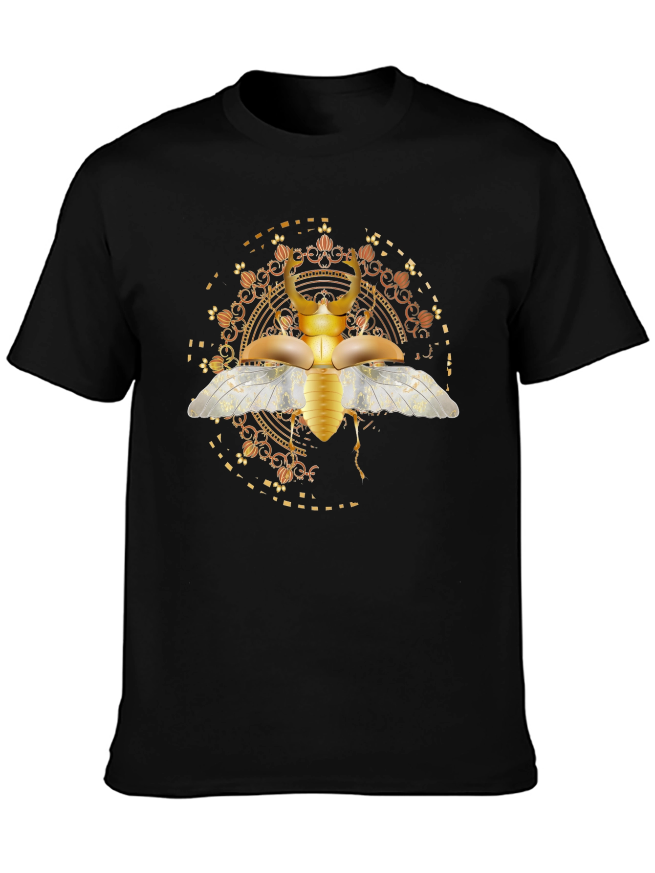 Black Golden Beetle Graphic T-Shirt view 3