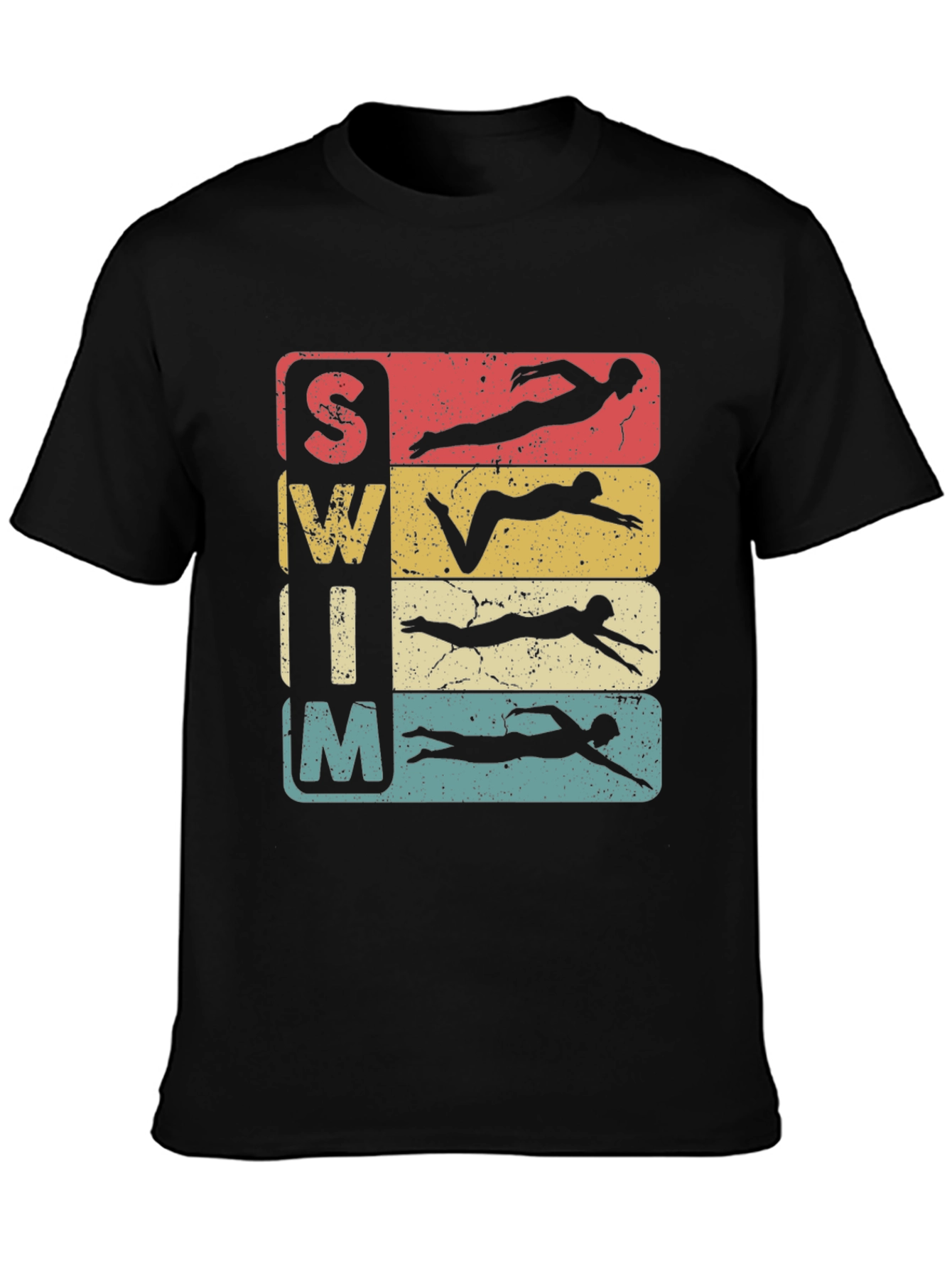 Black Vintage Swim Team T-Shirt view 3