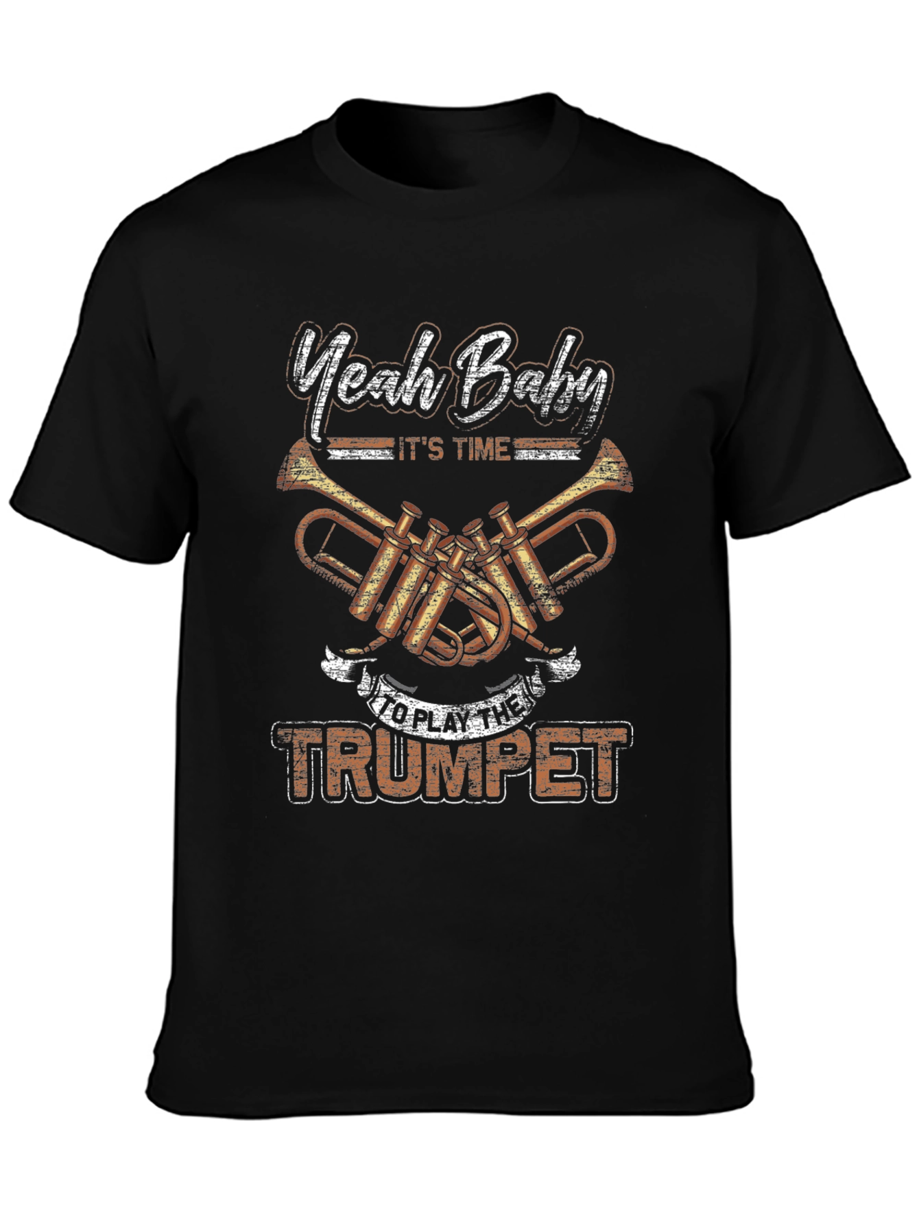 Black Yeah Baby Trumpet Player Black T-Shirt view 3