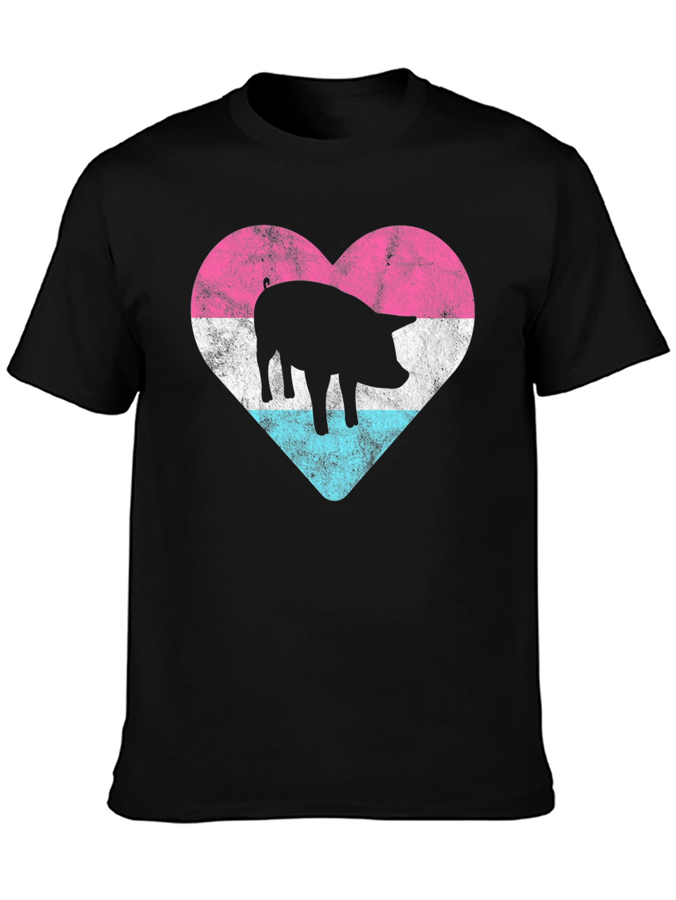Black Pig Heart Graphic Tee - Black view 3